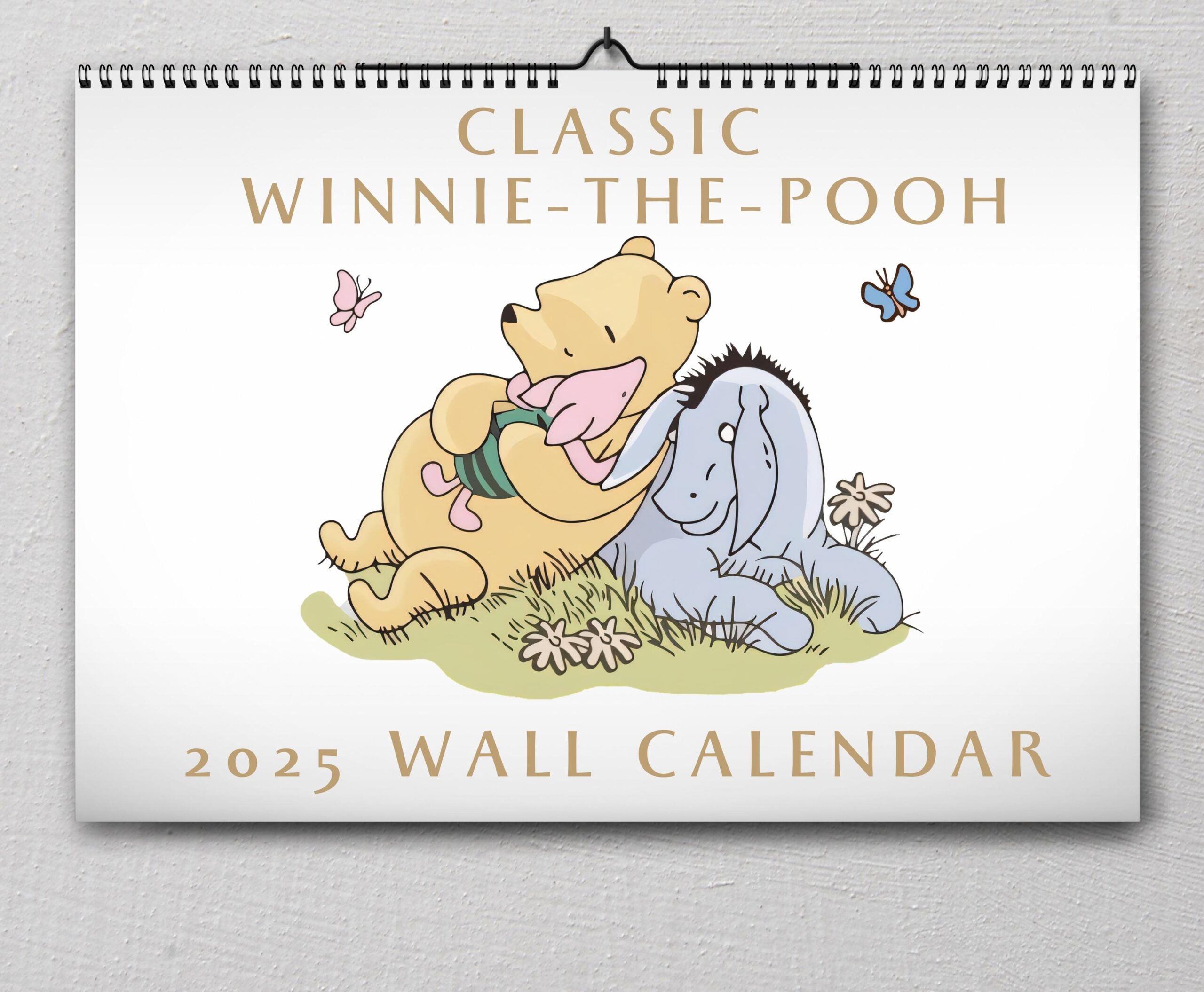 Winnie The Pooh Calendar 2025 October Black And White