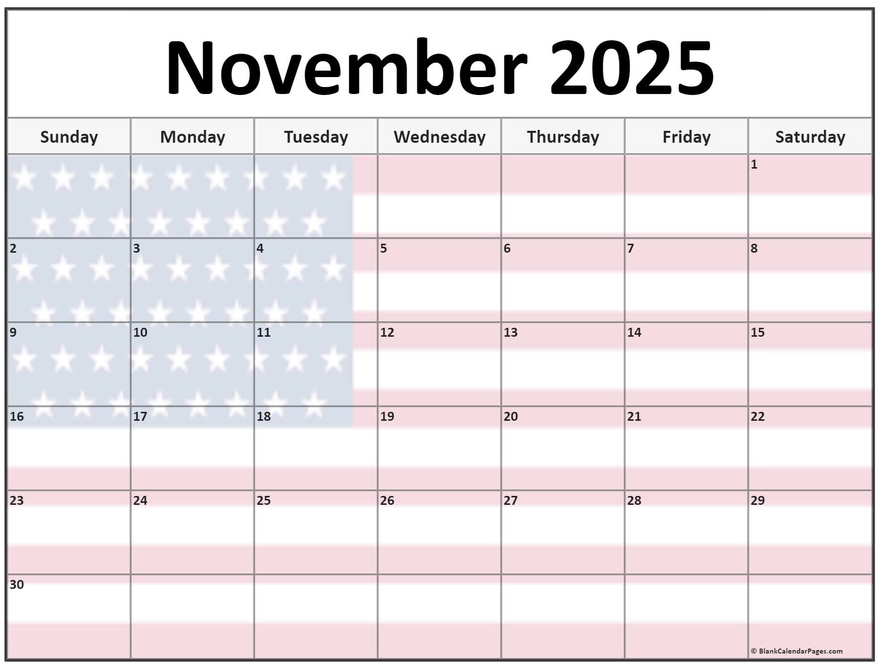 Usa Calendar November 2025