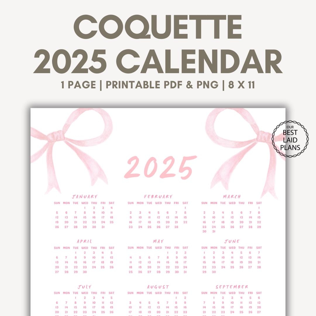 Cute Coquette Calendar 2025 Coquette Bow Pink Calendar At A Glance 