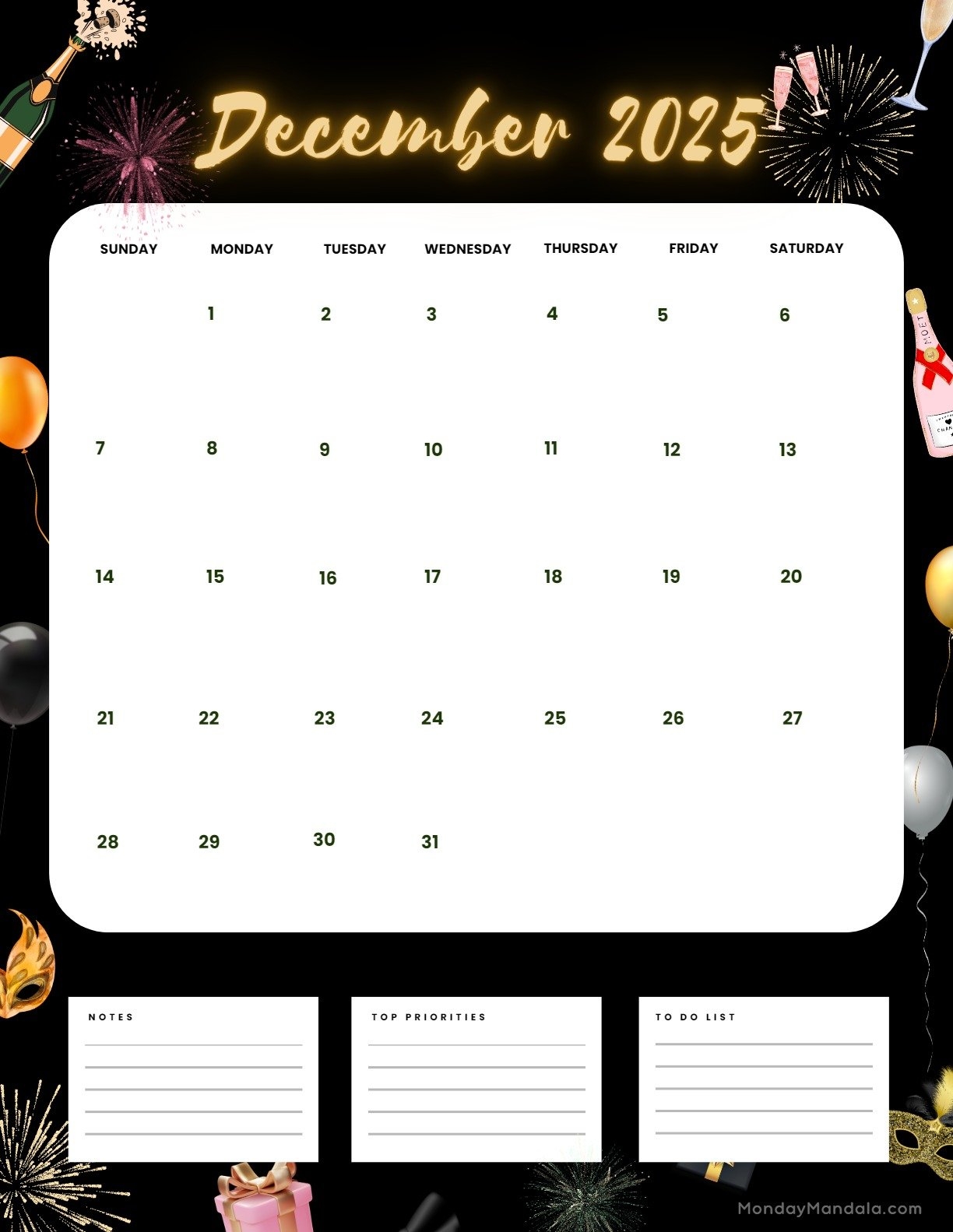 December 2025 Calendar 52 Free PDF Printables 