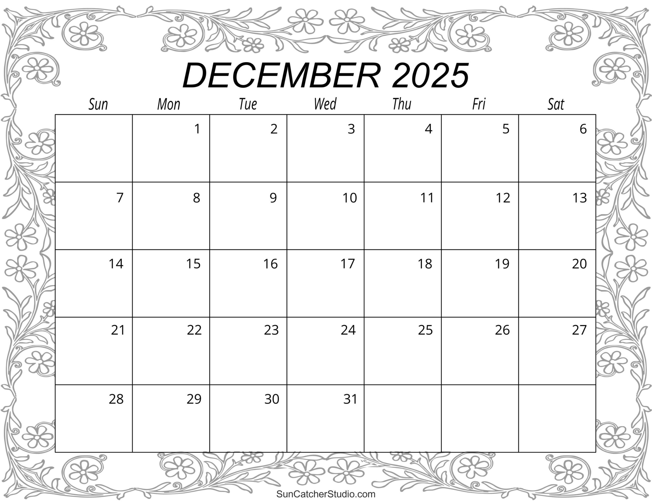 Calendar For Kids December 2025