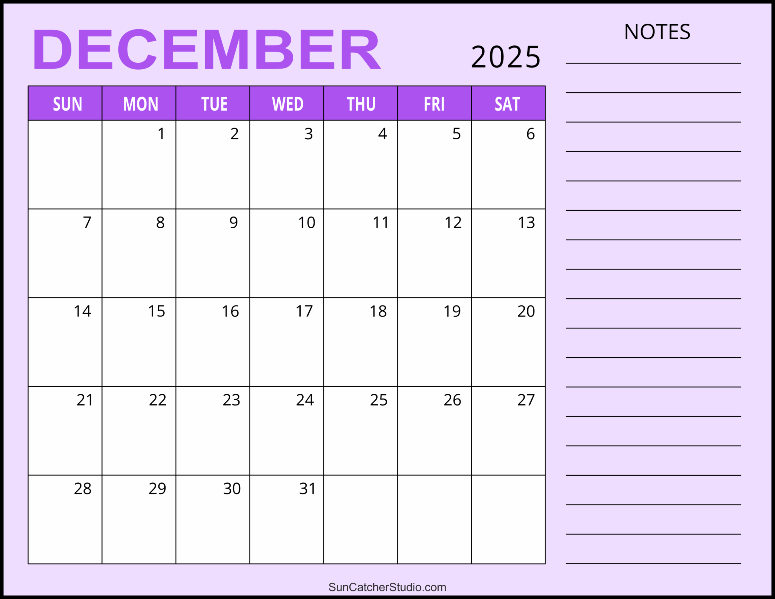 December 2025 Calendar Download Free
