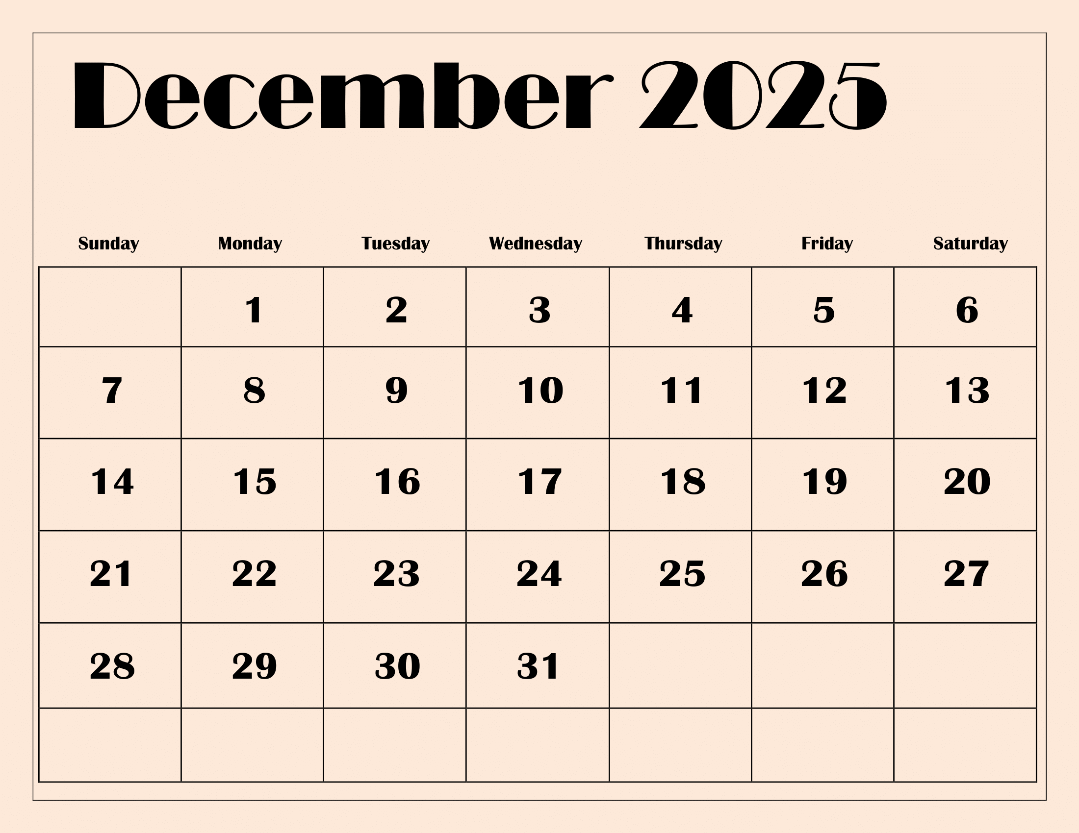 2025 Calendar December With Holidays