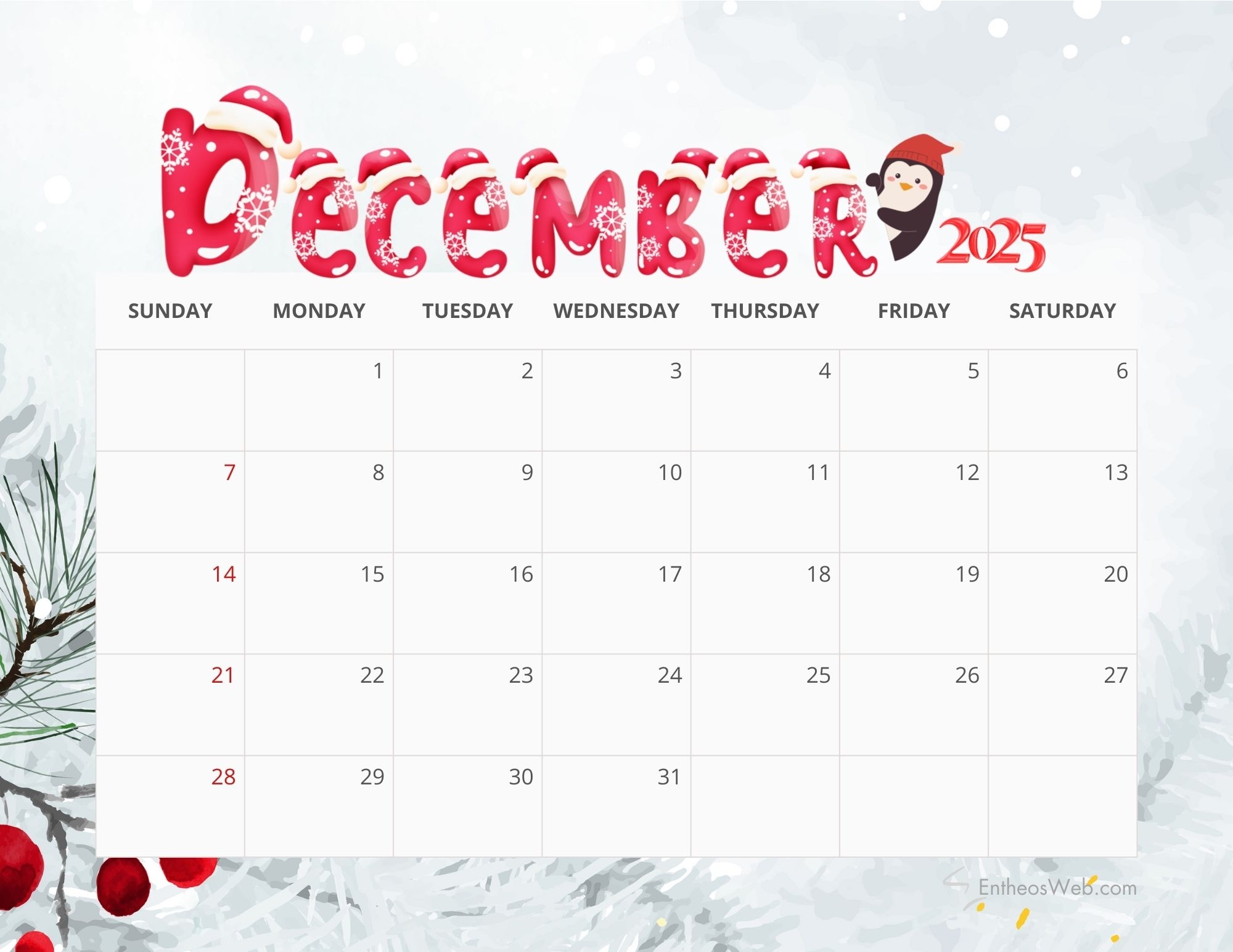 December 2025 Content Calendar