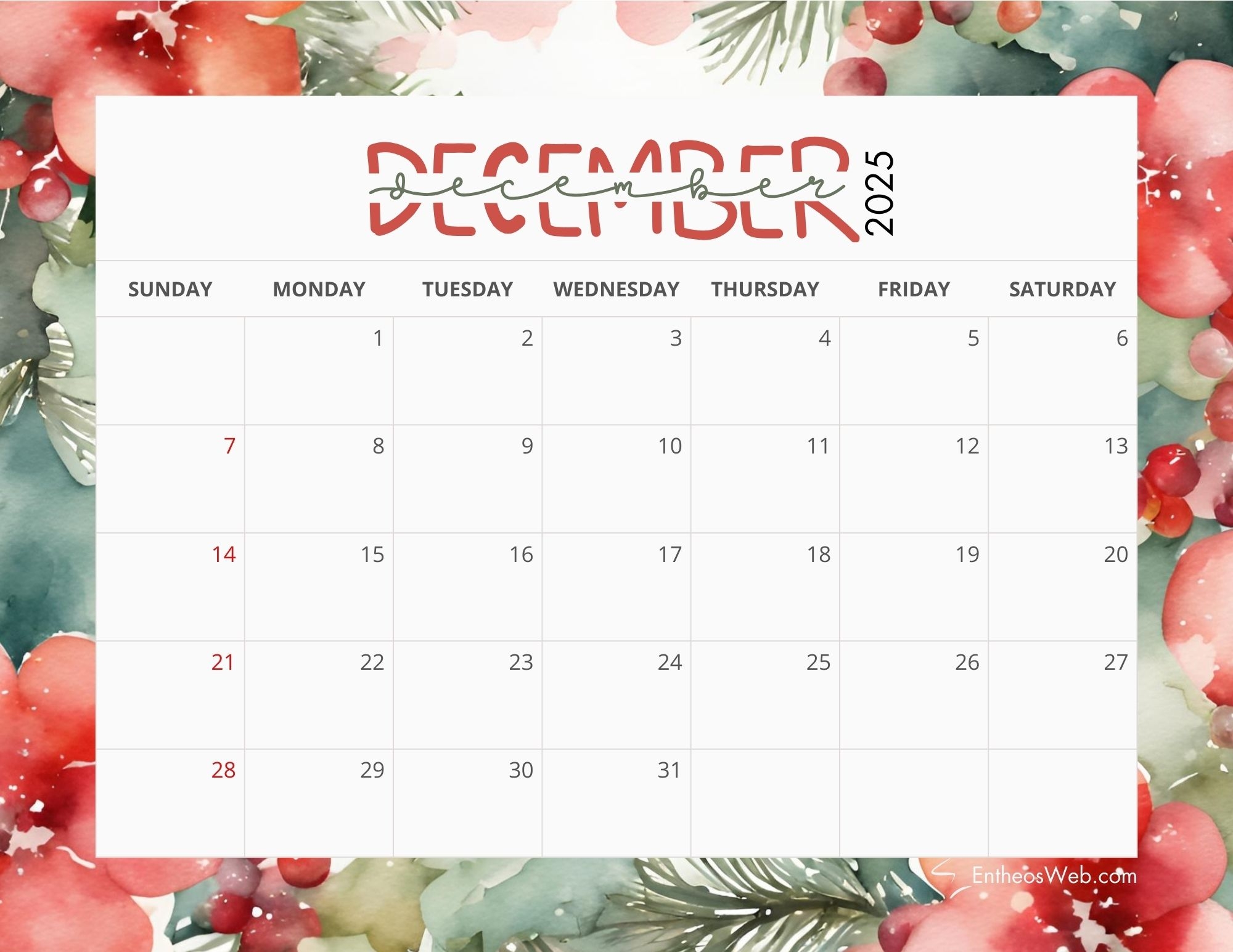 December 2025 Event Calendar