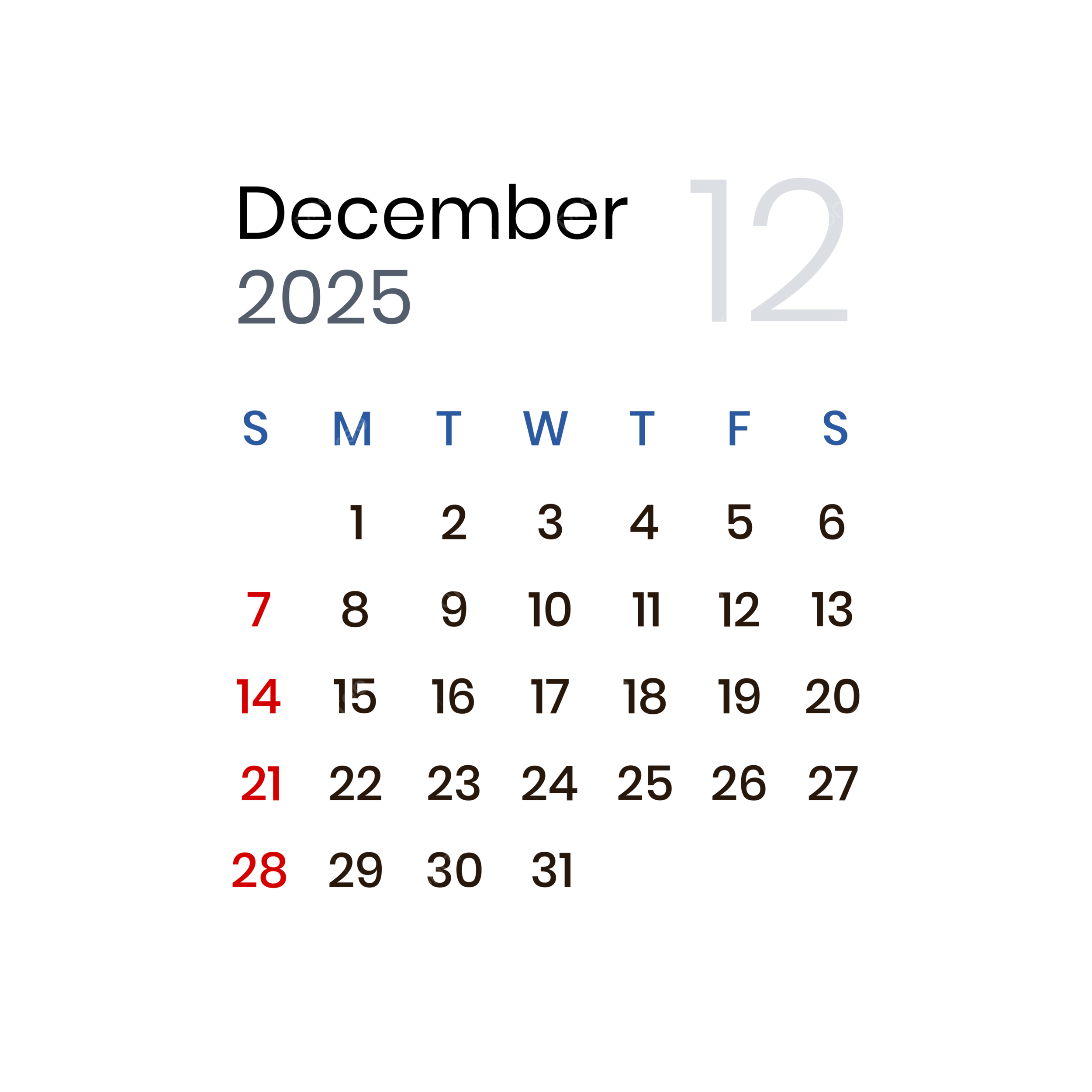 December 6 Calendar 2025