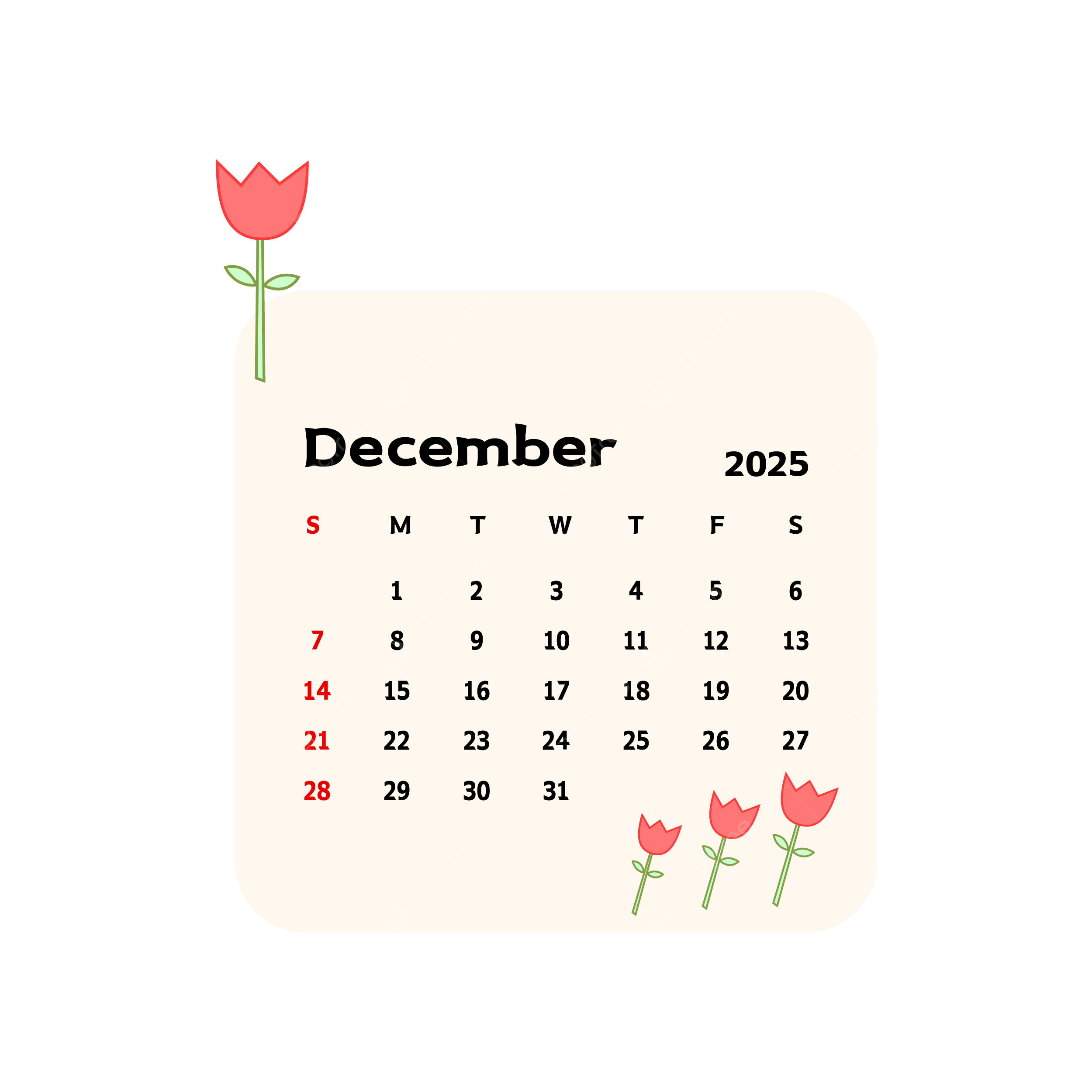 December 2025 Calendar Screensaver