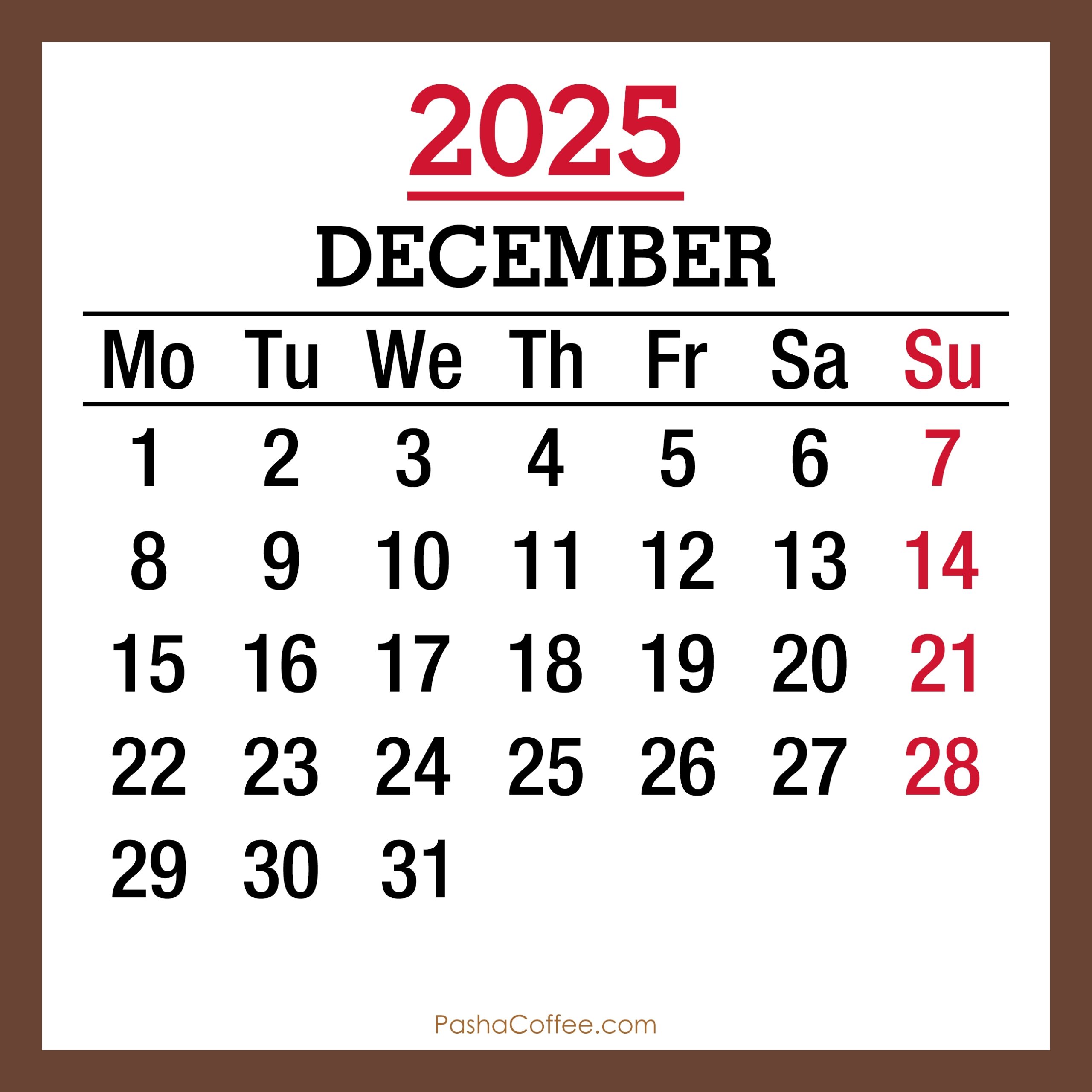 December 17 Calendar 2025