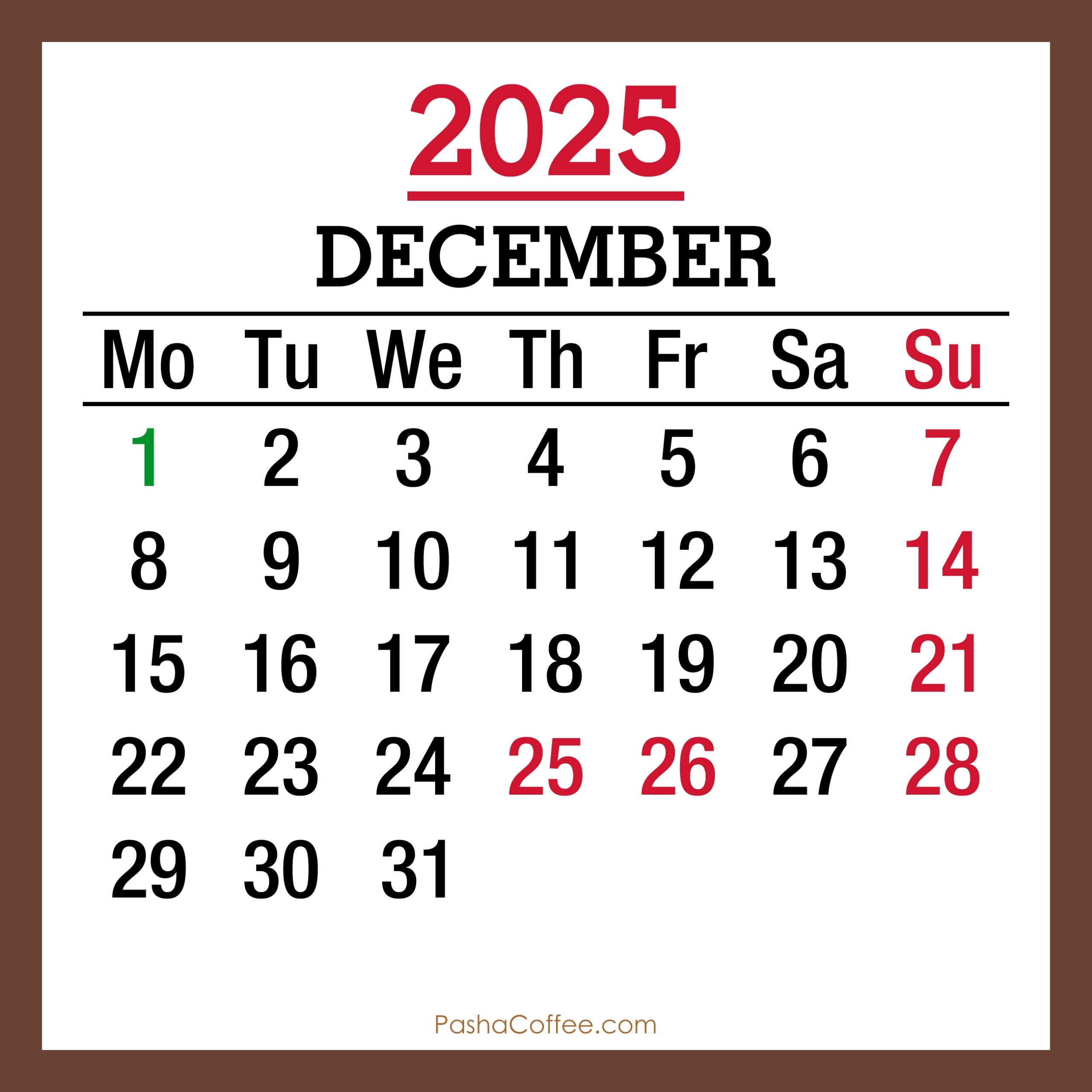 December 2025 Calendar With All Holidays