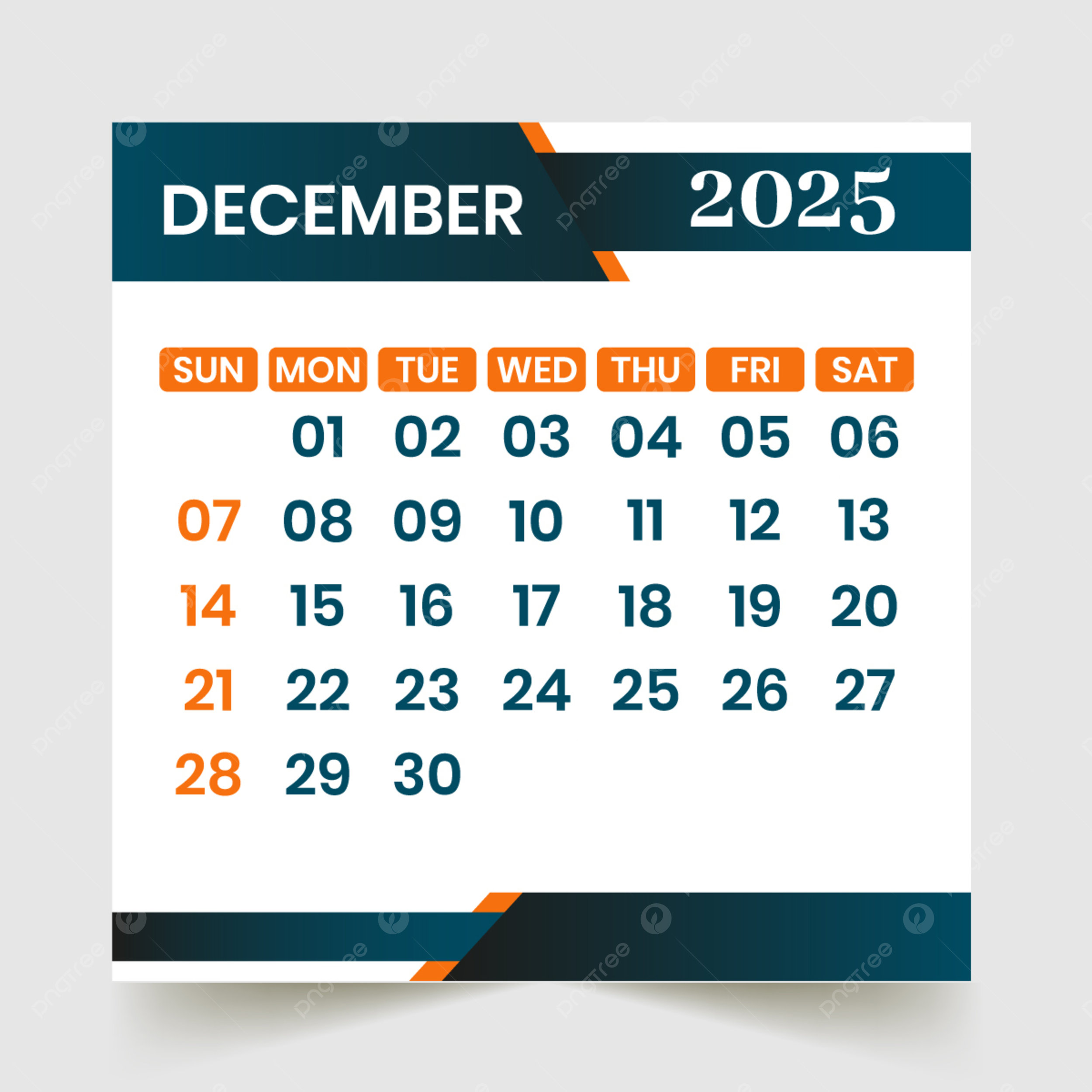Calendar December 2025 Text Format