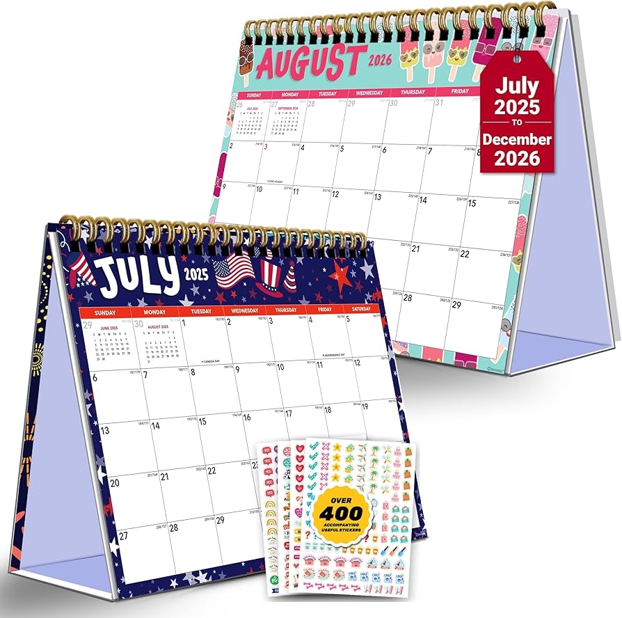 Desk Calendar July 2025