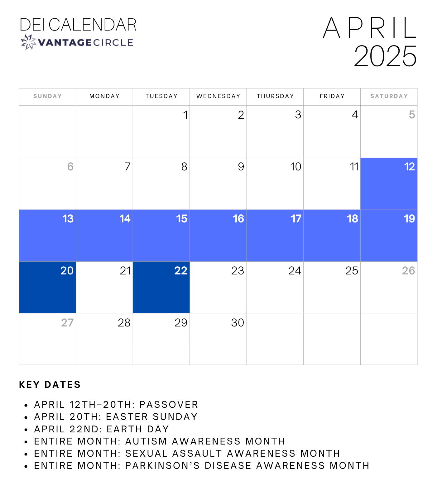 October Diversity Calendar 2025