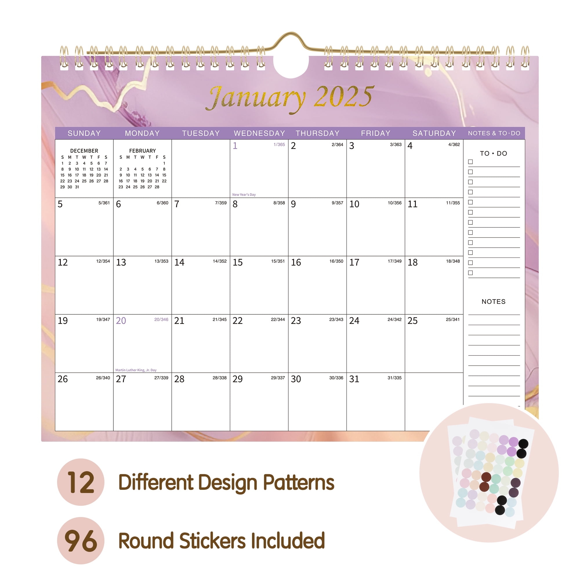 Deli 2025 Wall Calendar 11 X 8 5 Thick Paper With Julian Dates 