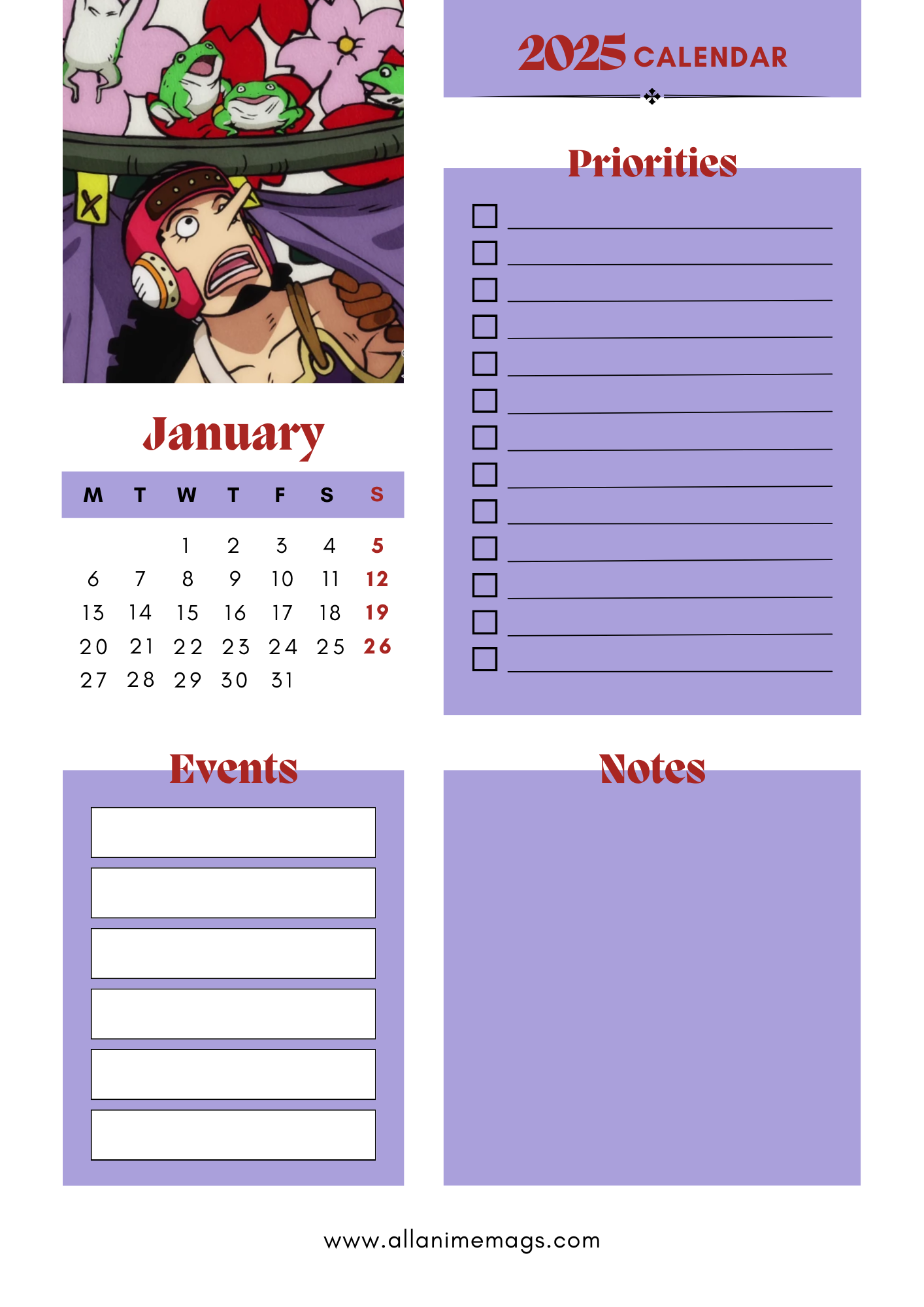 Diary Anime Calendar 2025 One Piece All About Anime And Manga