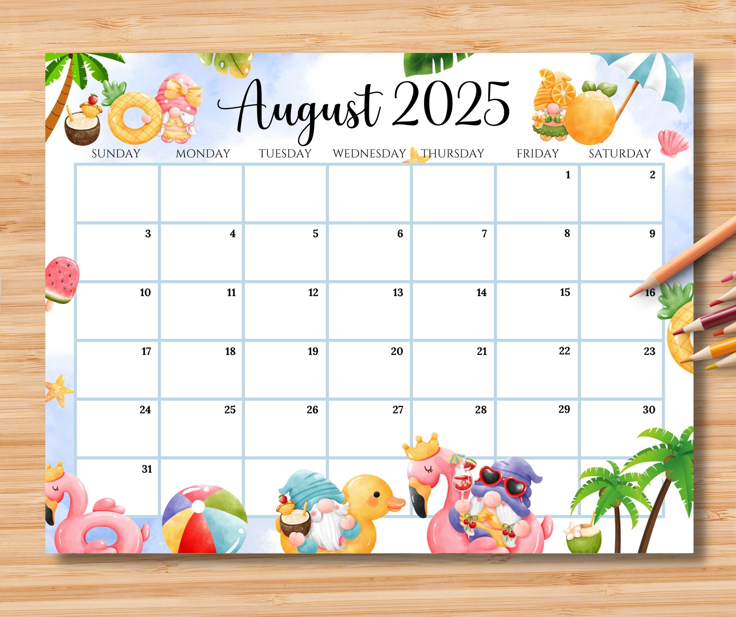 Month August Calendar 2025