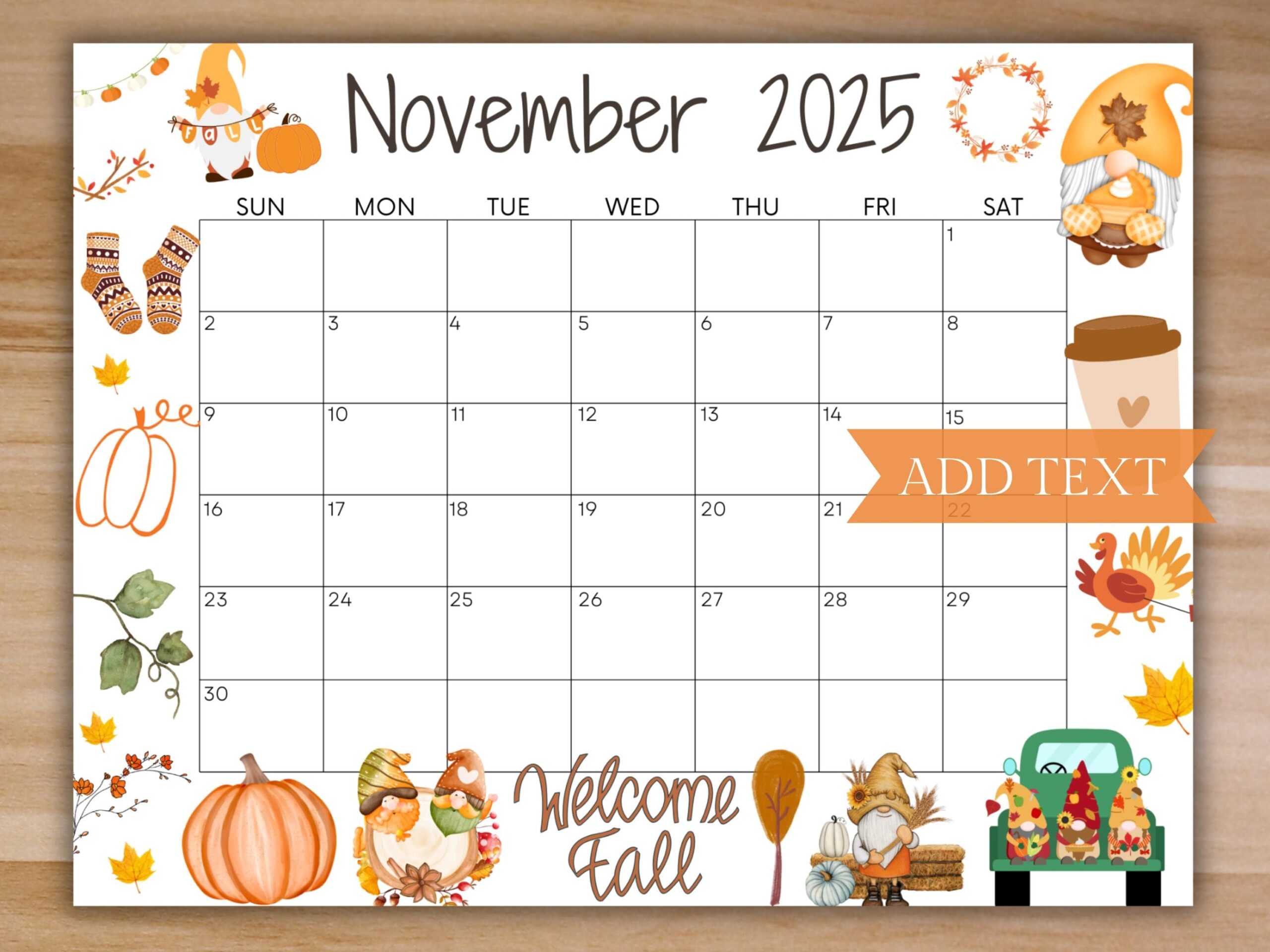 Editable November 2025 Calendar Printable Fall Calendar Wall Calendar 2025 Welcome Fall Monthly School Calendar Holiday Calendar Etsy