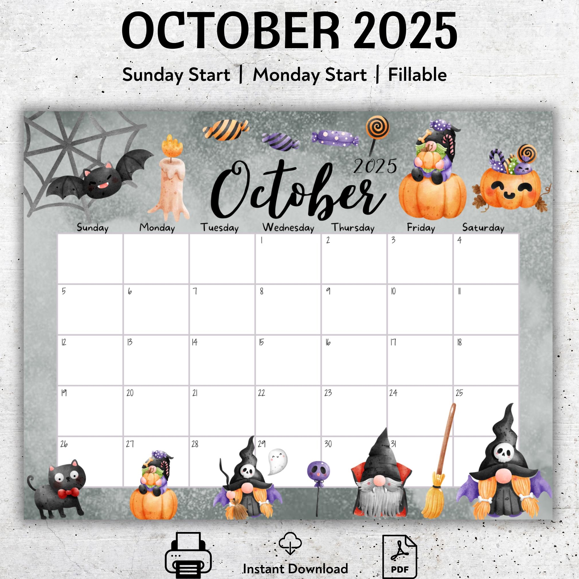 October 2025 Calendar Halloween Theme