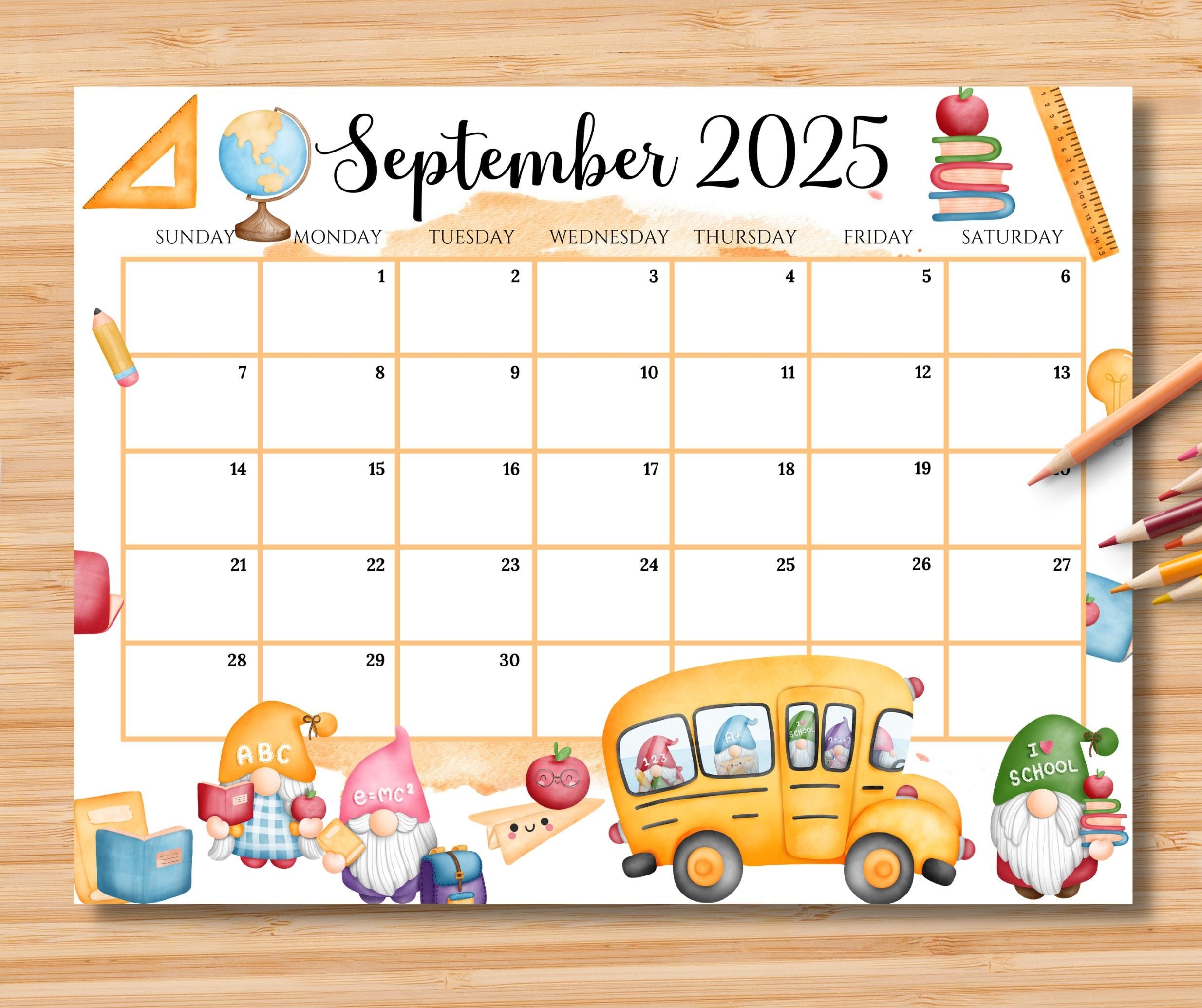 September's Calendar 2025