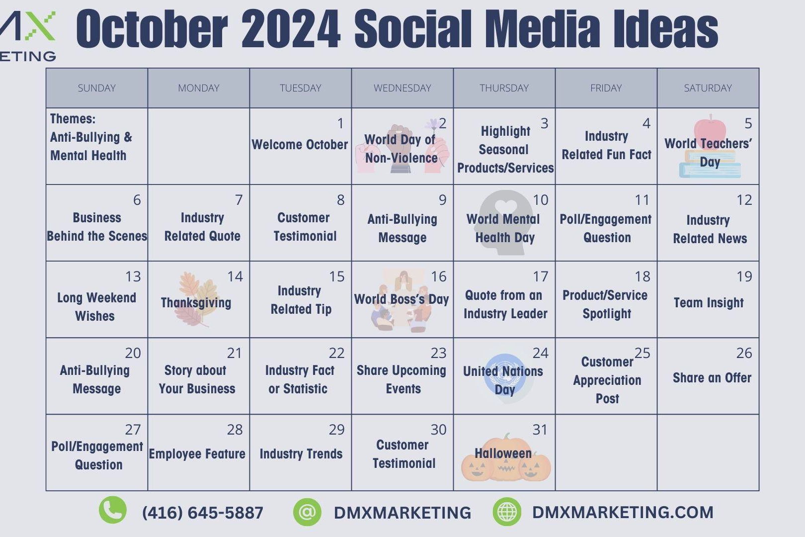 Elevate Your Brand With DMX s October 2024 Social Media Calendar