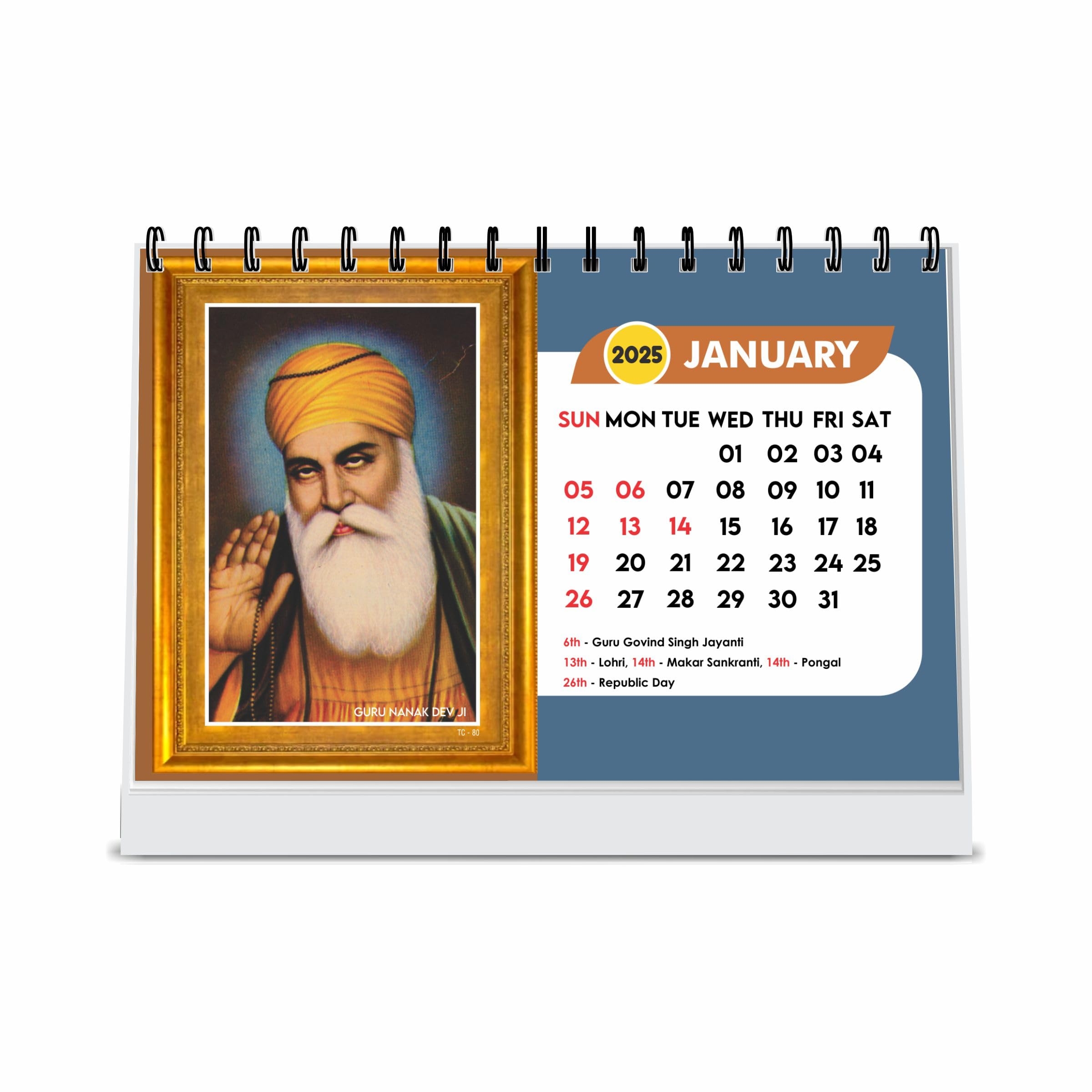 ESCAPER Sikh Calendar 2025 Desk Sikhism Calendar 2025 Sikh Guru Photos Calendar 2025 Guru Nanak Photo Calendar Guru Govind Singh Calendar 2025 