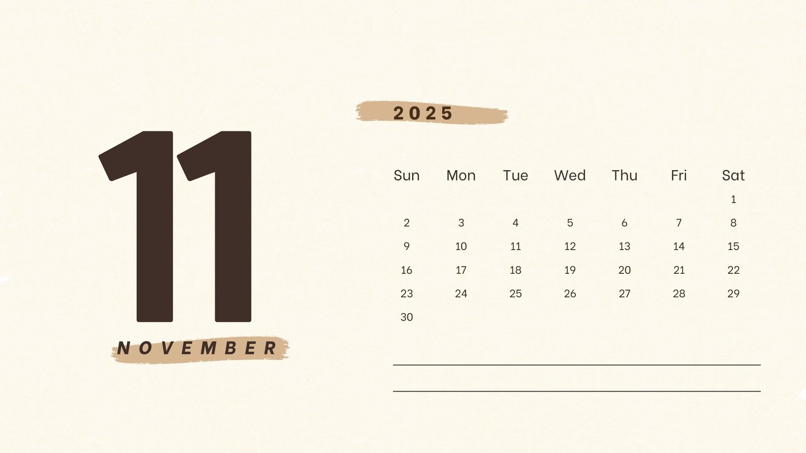 Mini Calendar November 2025