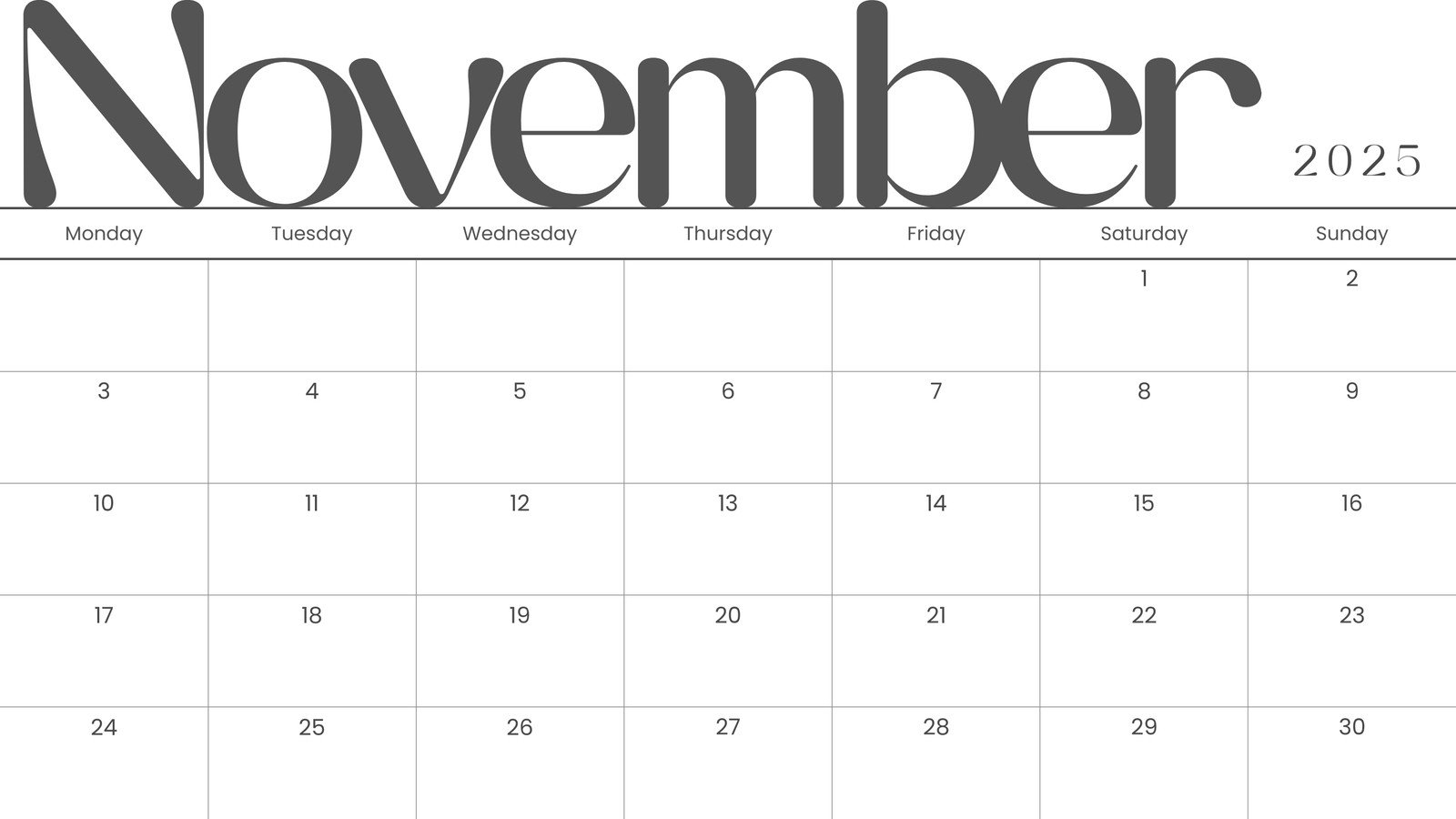November 11 Calendar 2025