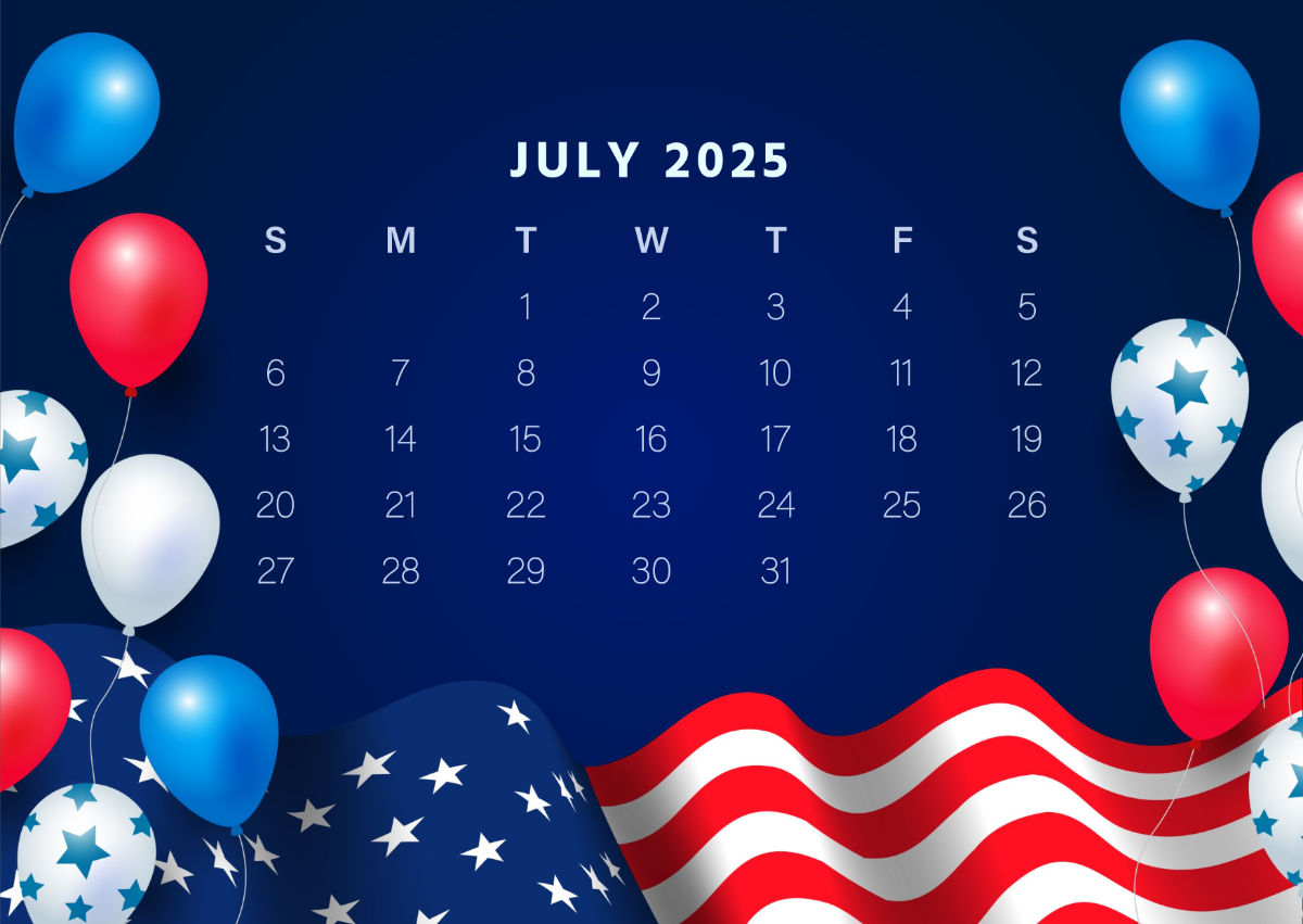2025 July Calendar Editable