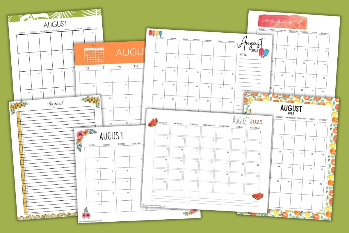 August 2025 Calendar Activities