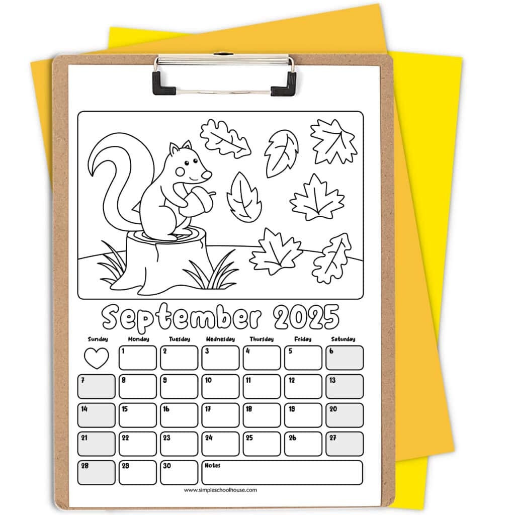 Kid September Calendar 2025