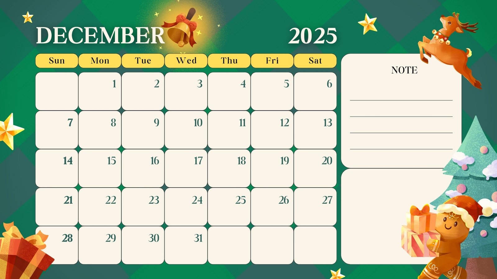 December 2025 Calendar Wallpaper Free