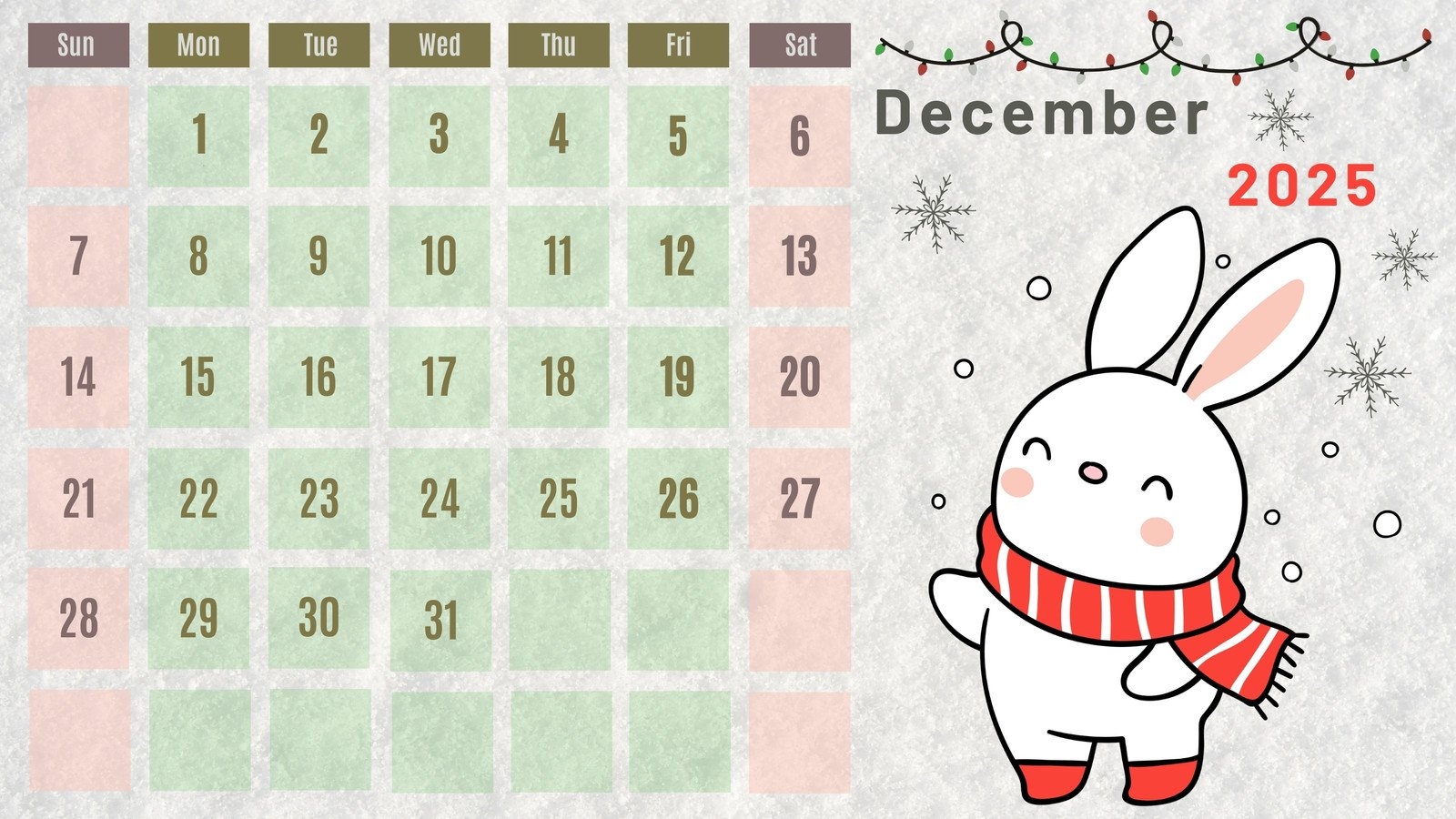 Free Printable December 2025 Calendar Templates Canva