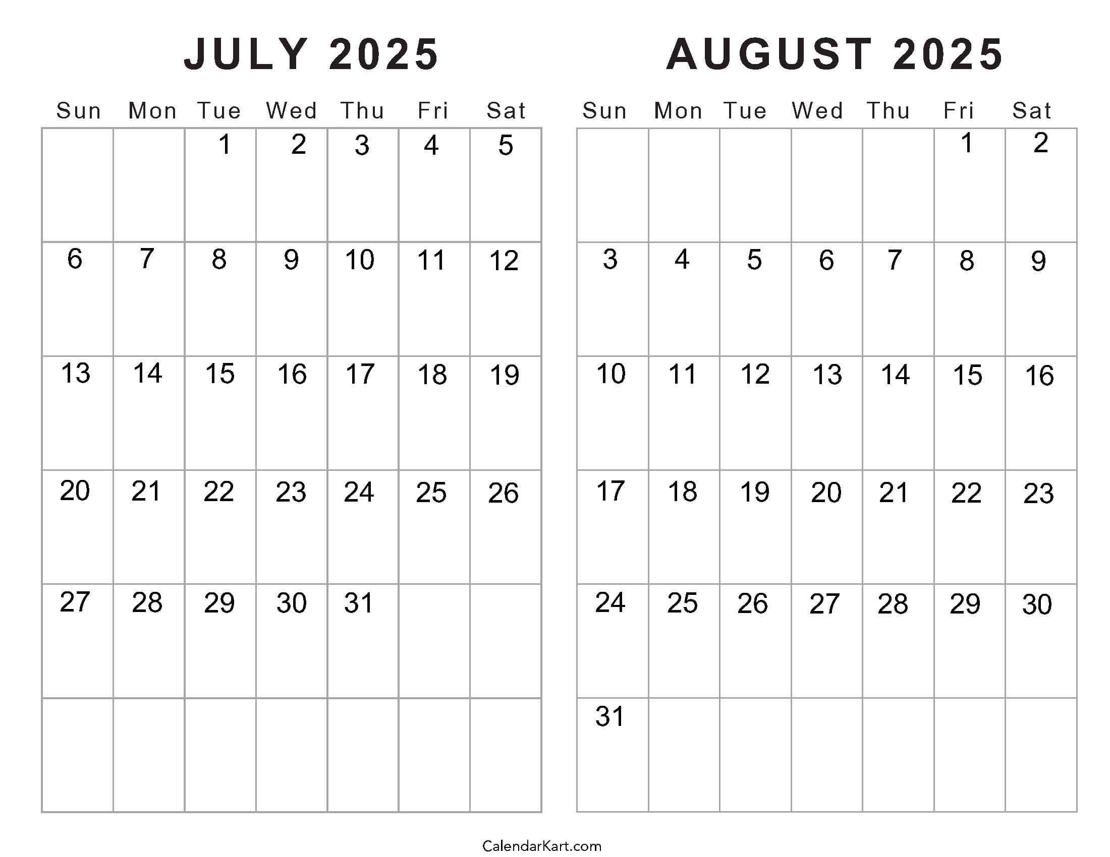 August Calendar Editable 2025
