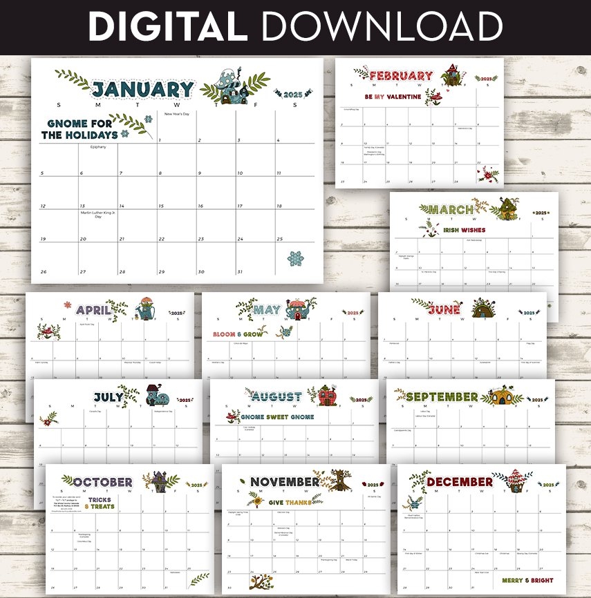 Gnome Paper Calendar 2025 Download
