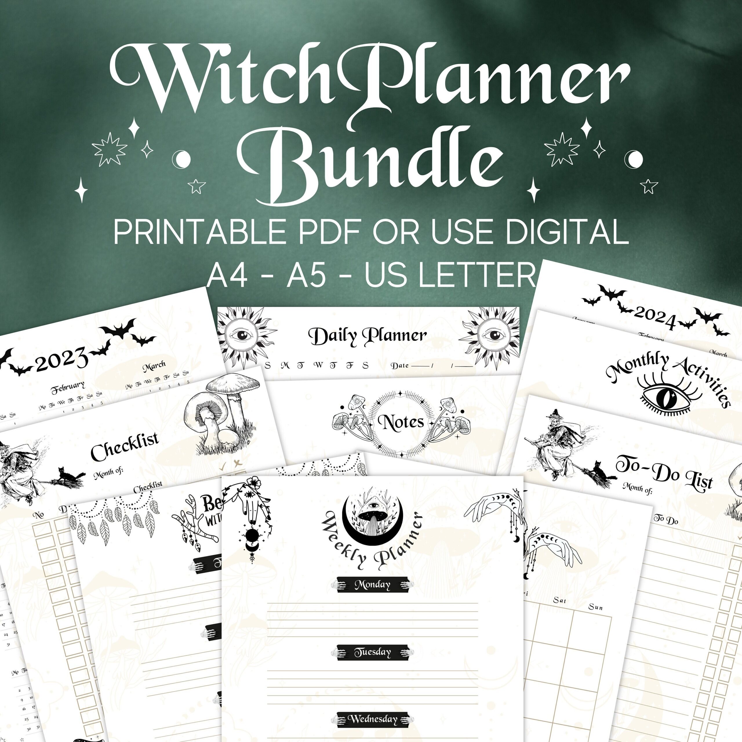 Monthly Planner Goth Themed Calendar July 2025