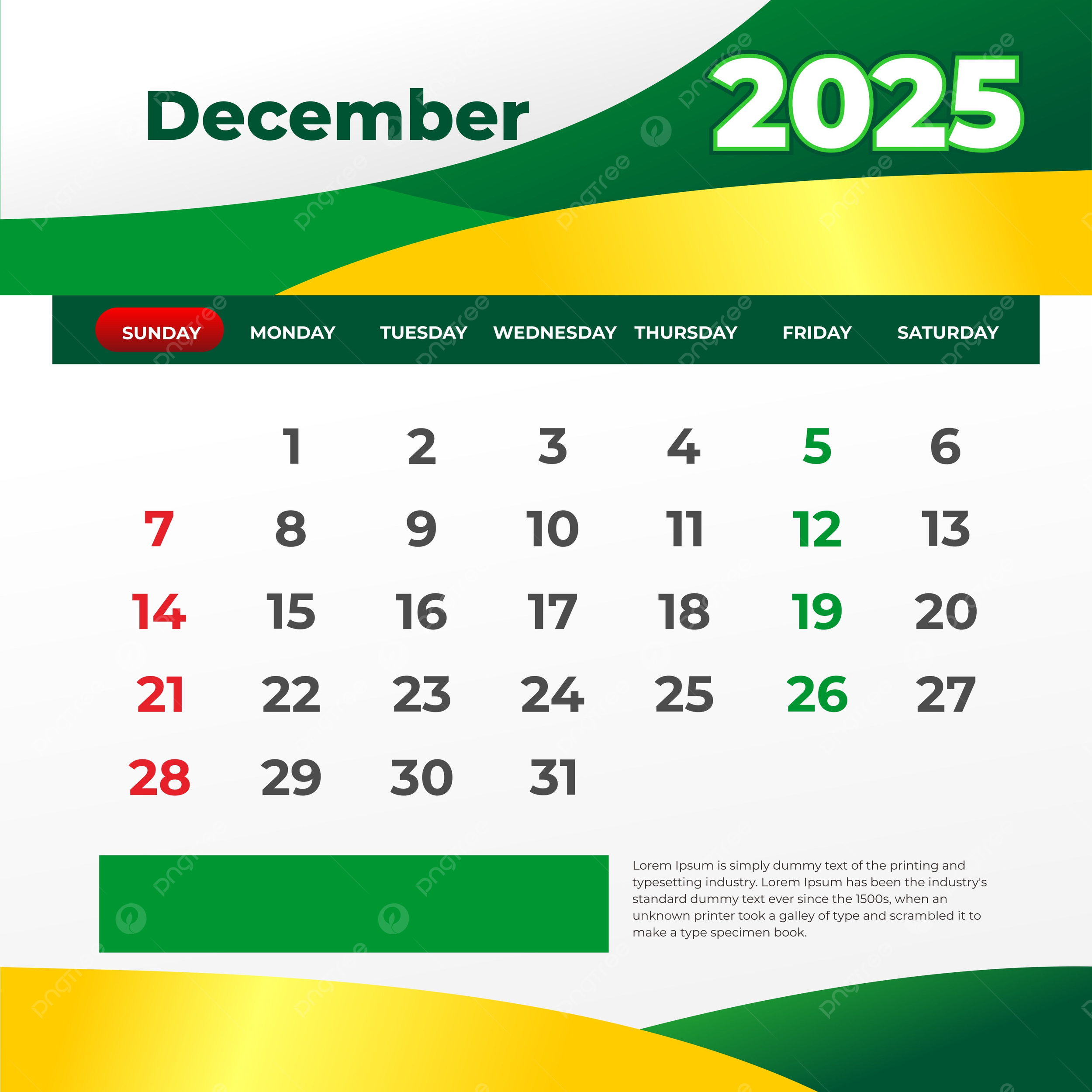 Food Bank Calendar December 2025
