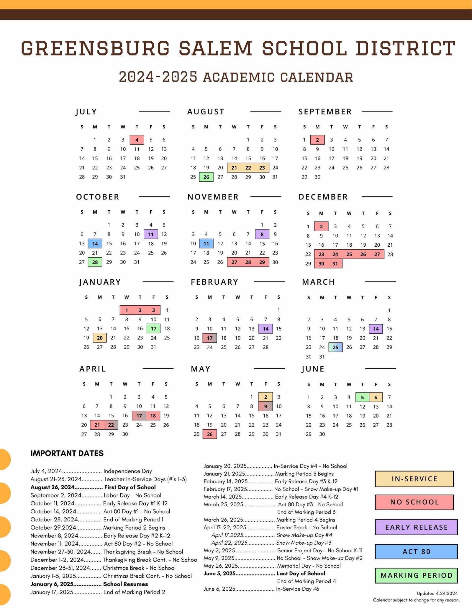 Greensburg Salem School District Calendar EduCounty