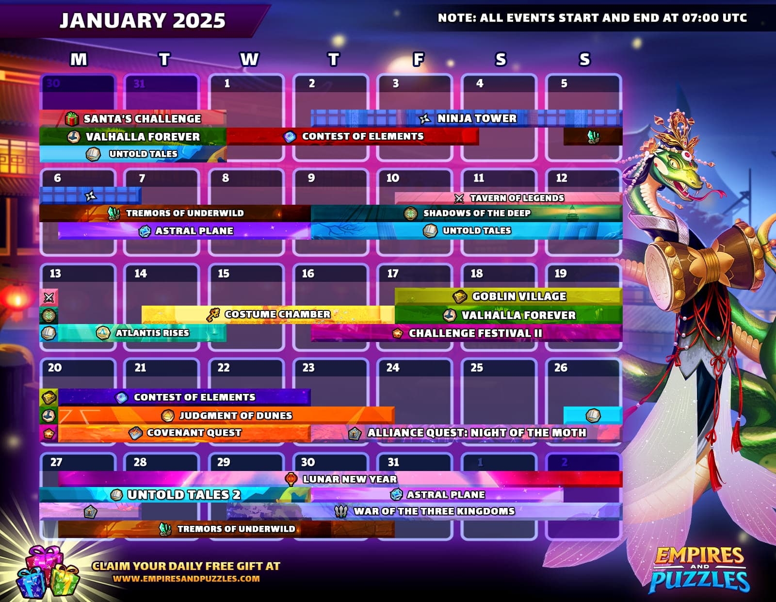 January 2025 Calendar Of Events Empires U0026 Puzzles