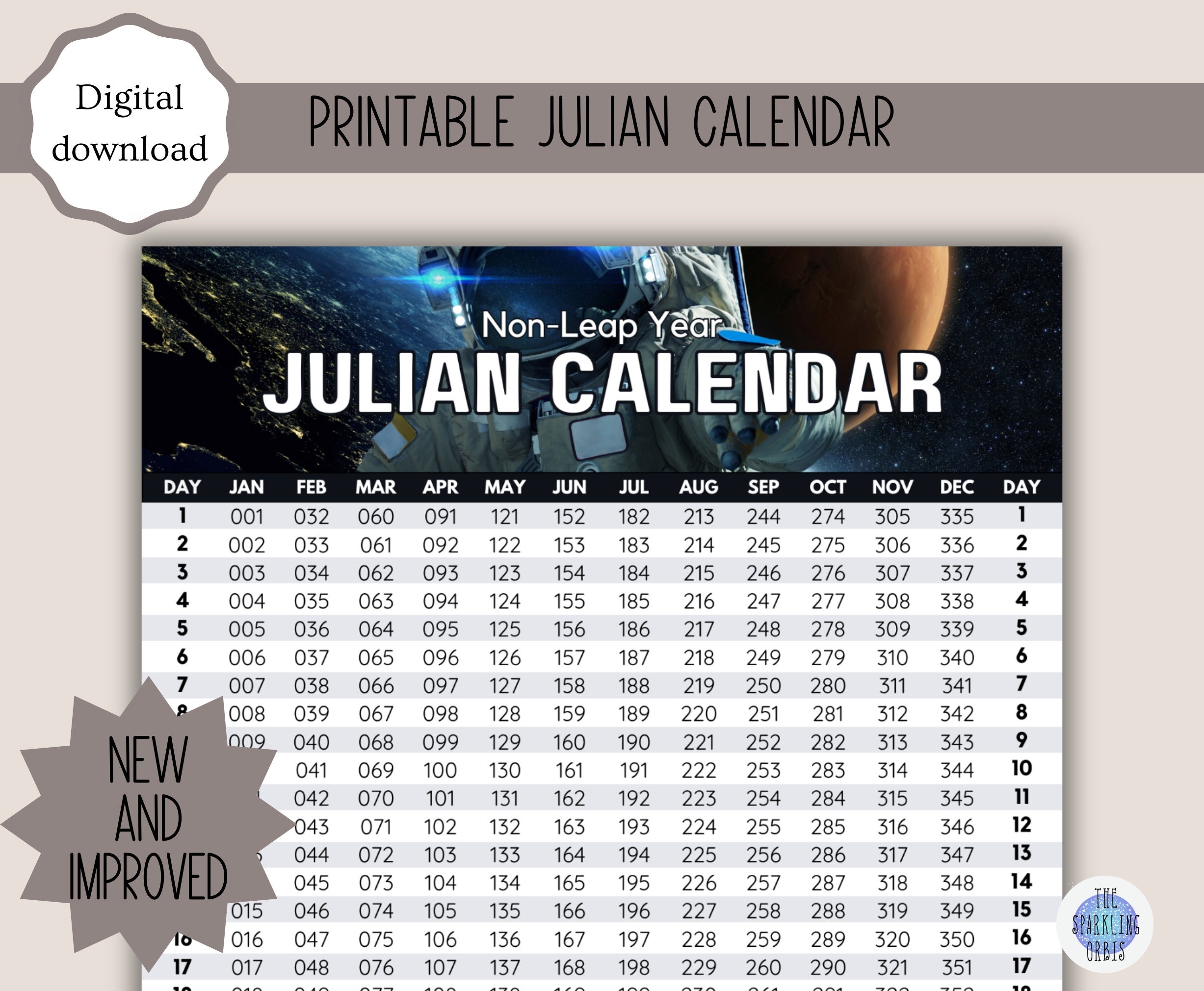 Julian Calendar Military Government Space Design Digital Download Printable PDF Leap Year And Non leap Year US Letter And A4 Etsy