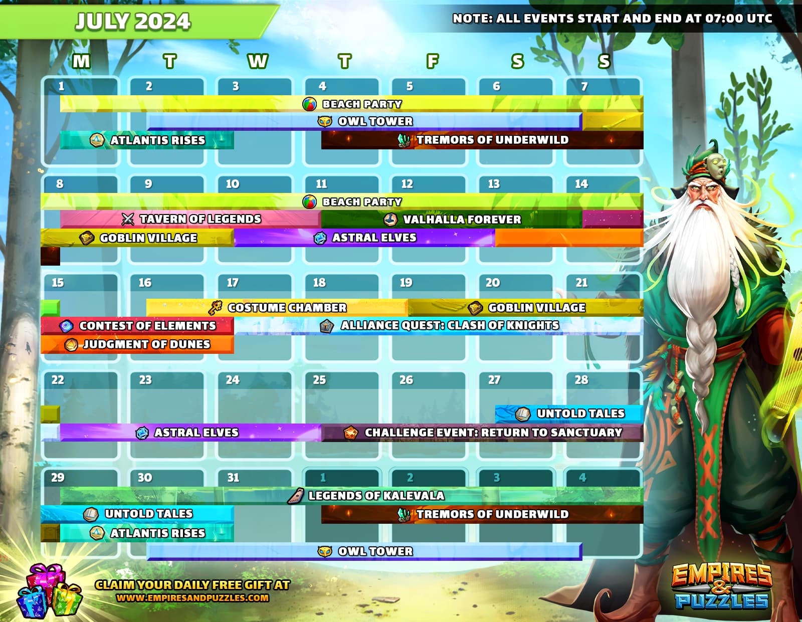 July 2024 Calendar Of Events Empires U0026 Puzzles