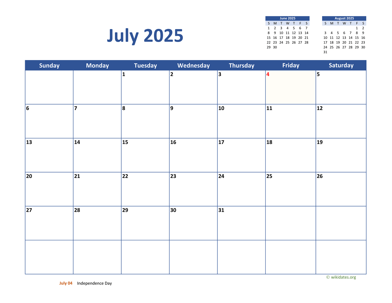 July Dei Calendar 2025