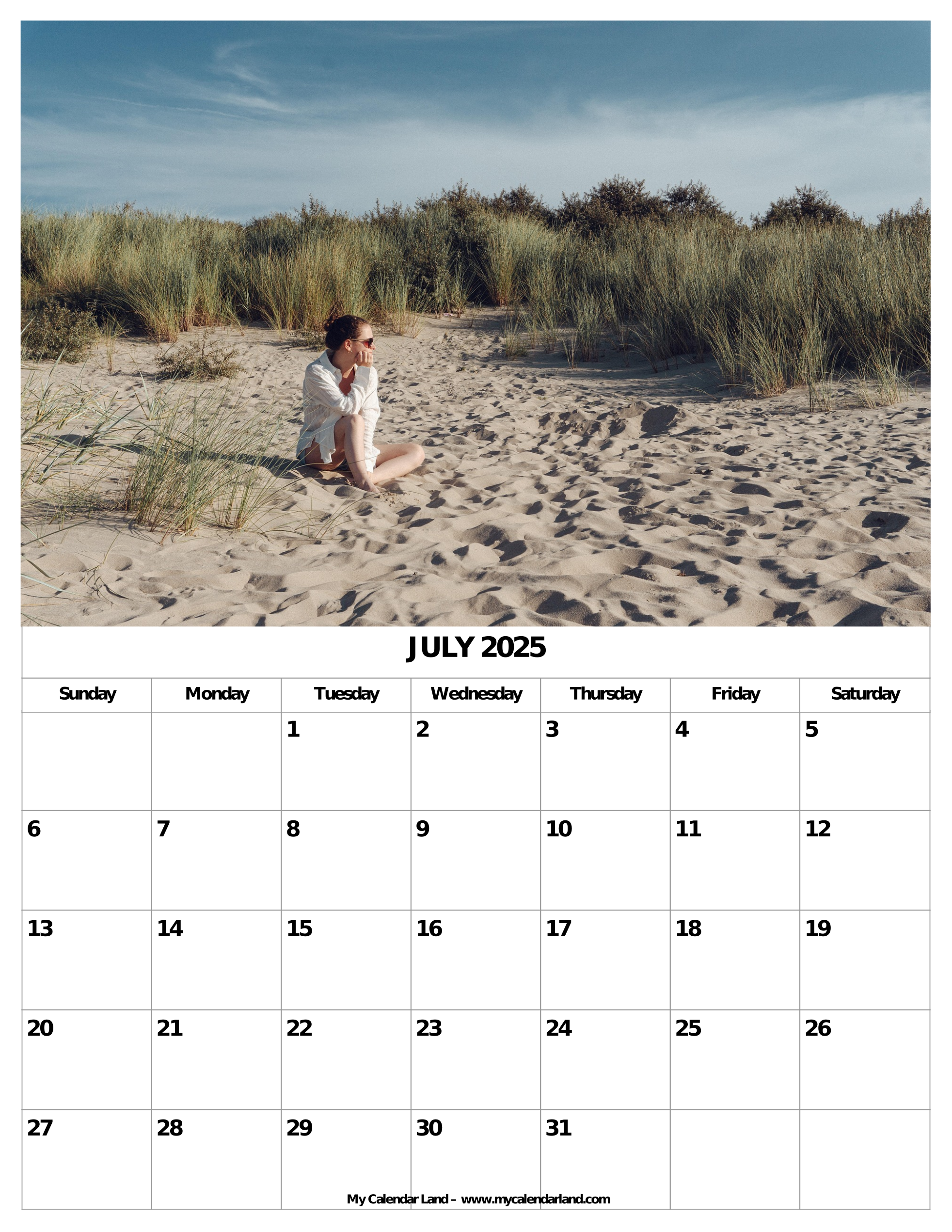 July 2025 Calendar My Calendar Land