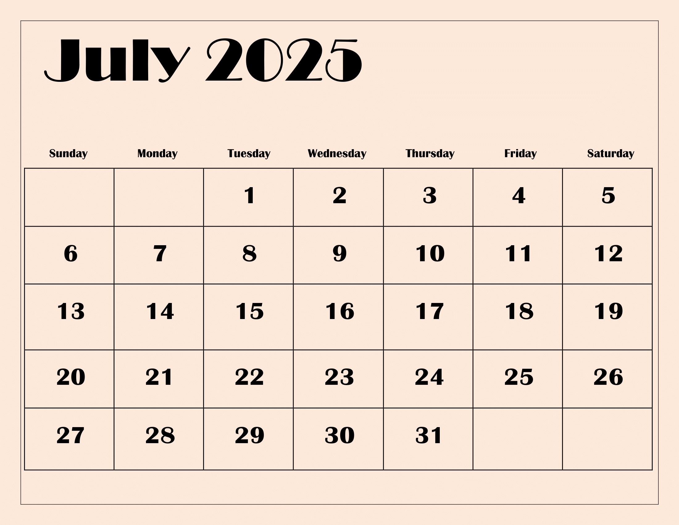 July Calendar Of Events 2025