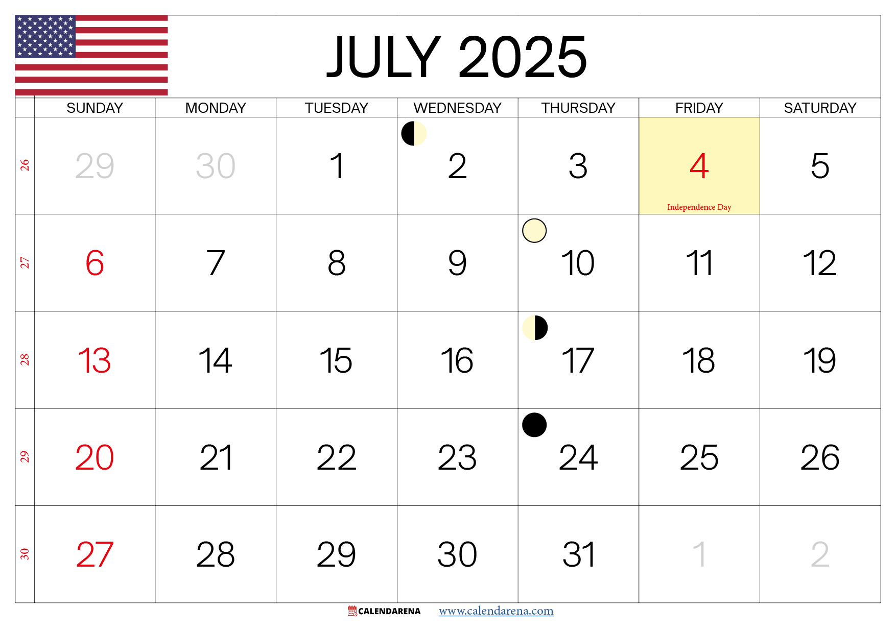 July 2025 Calendar USA