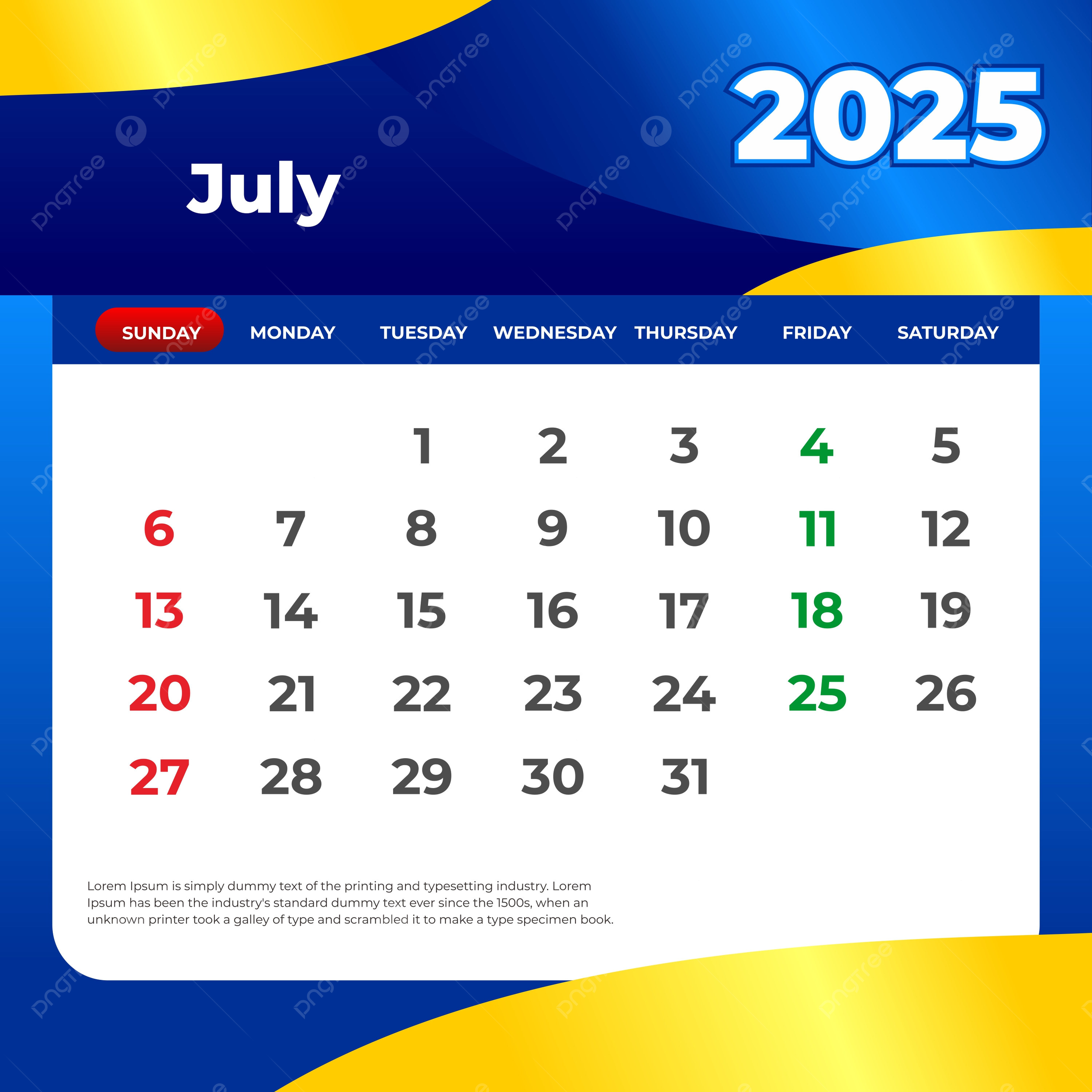 July 2025 Vertical Calendar