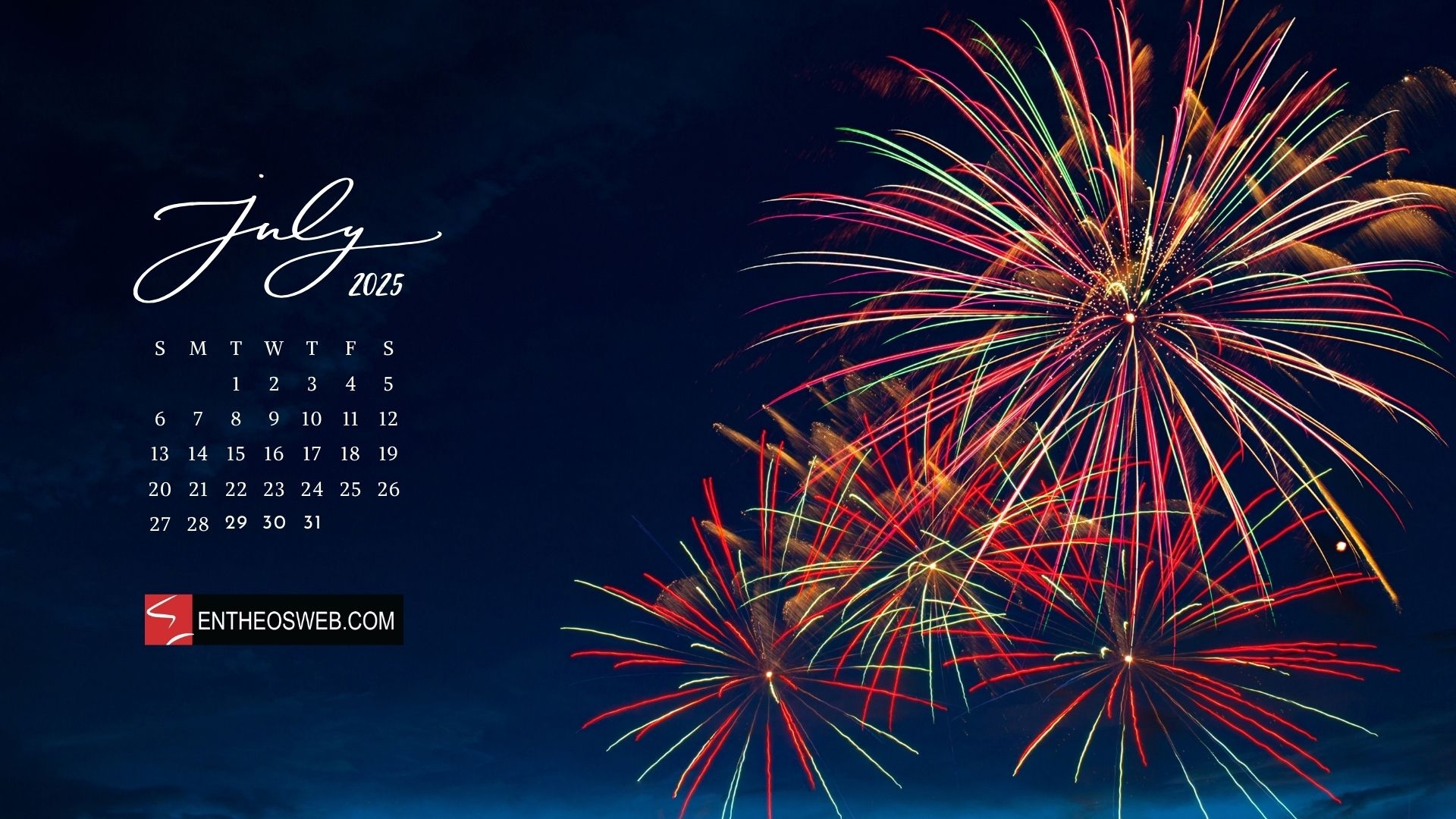 July Calendar 2025 Desktop Wallpaper