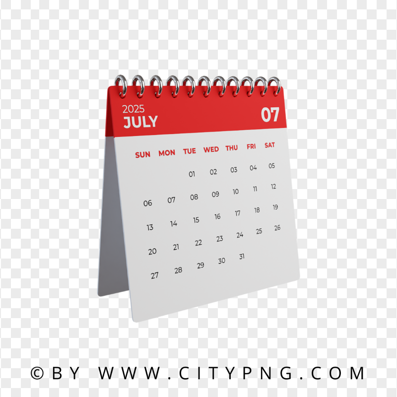 July 2025 Calendar Transparent Background