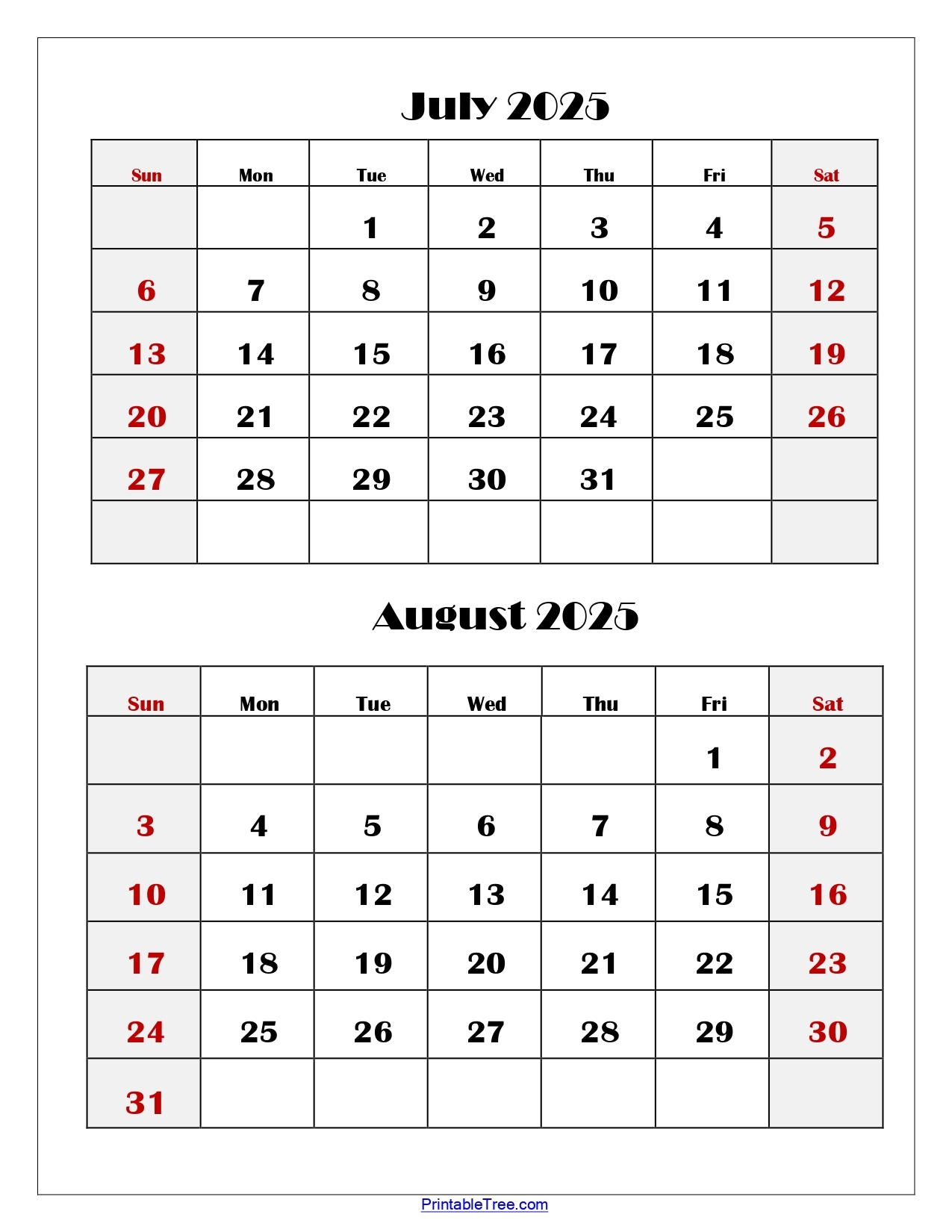 July And August 2025 Calendar Printable PDF Two Months Calendar July And August 2025 Calendar Printable PDF Two Months Calendar