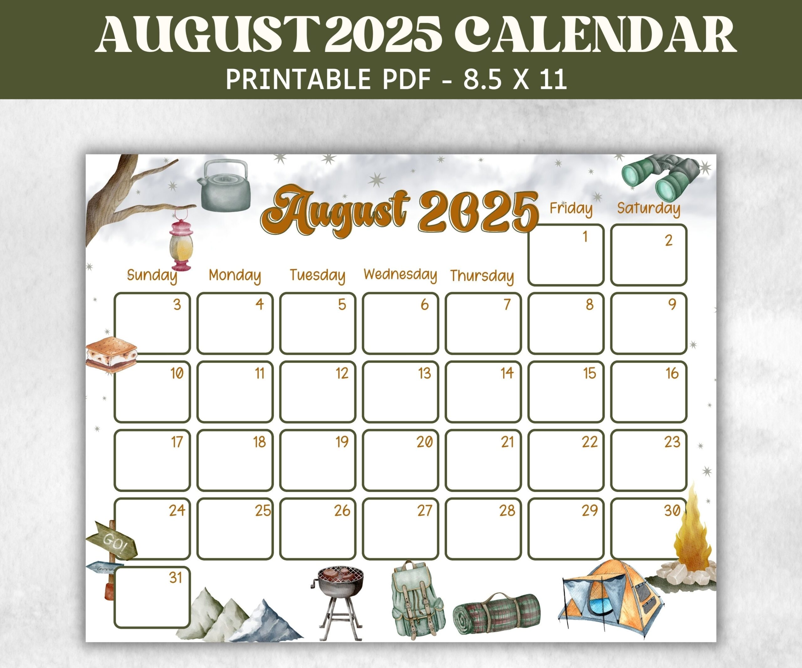 August 2025 Calendar Small