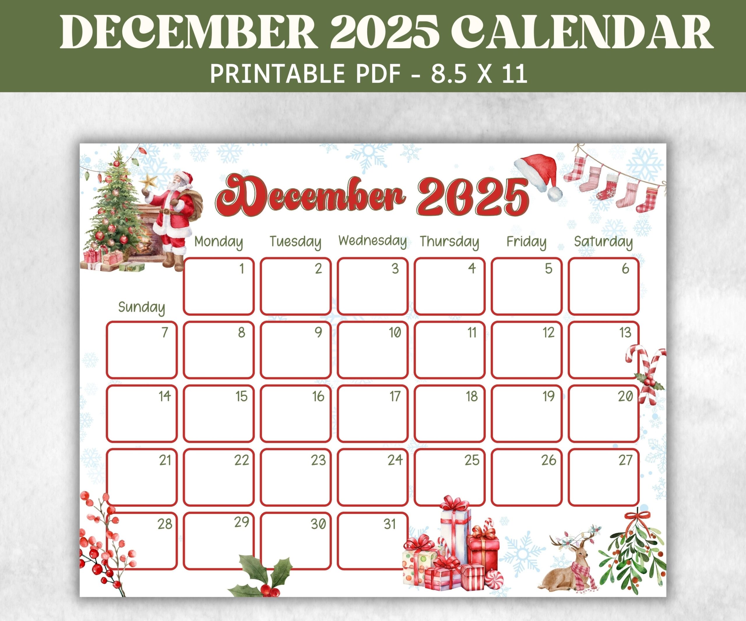 Kids December 2025 Calendar Printable 2025 Calendar Homeschool 