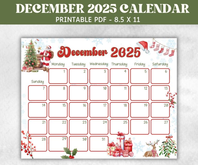 Kids December 2025 Calendar Printable 2025 Calendar Homeschool Preschool Calendar Board Children s Monthly Christmas Advent Calendar